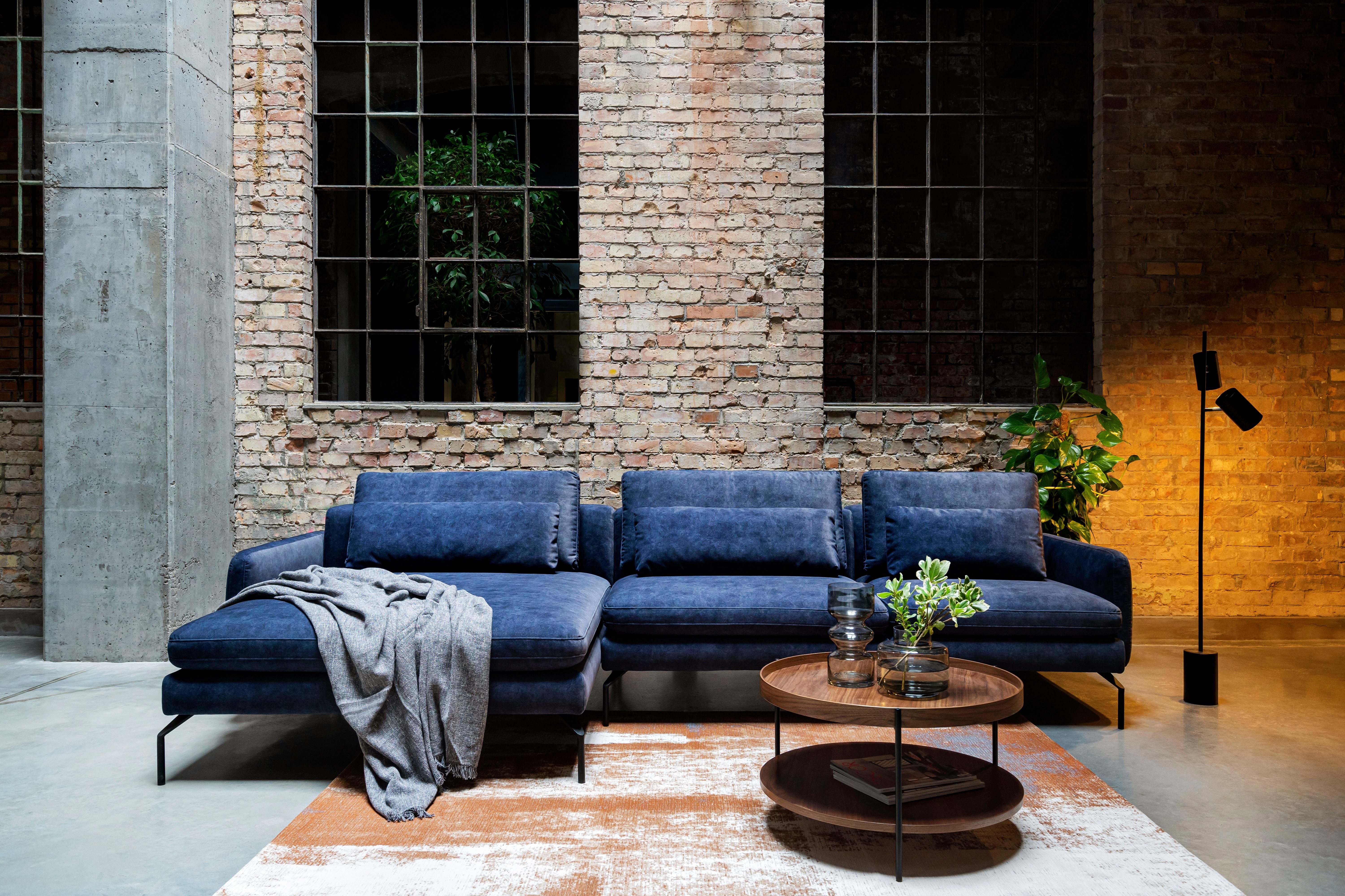 exxpo - sofa fashion Hoekbank Comfortbank Look, moderne webvelours bekleding, extra brede zitvlakken