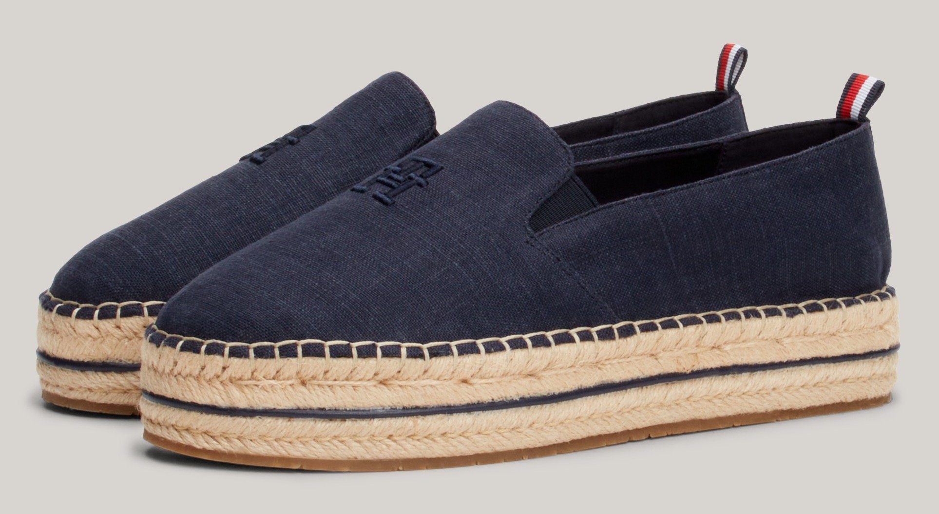 Tommy Hilfiger Espadrilles TH EMBROIDERED CANVAS FLATFORM , zomerschoen, instapschoen, slipper met...