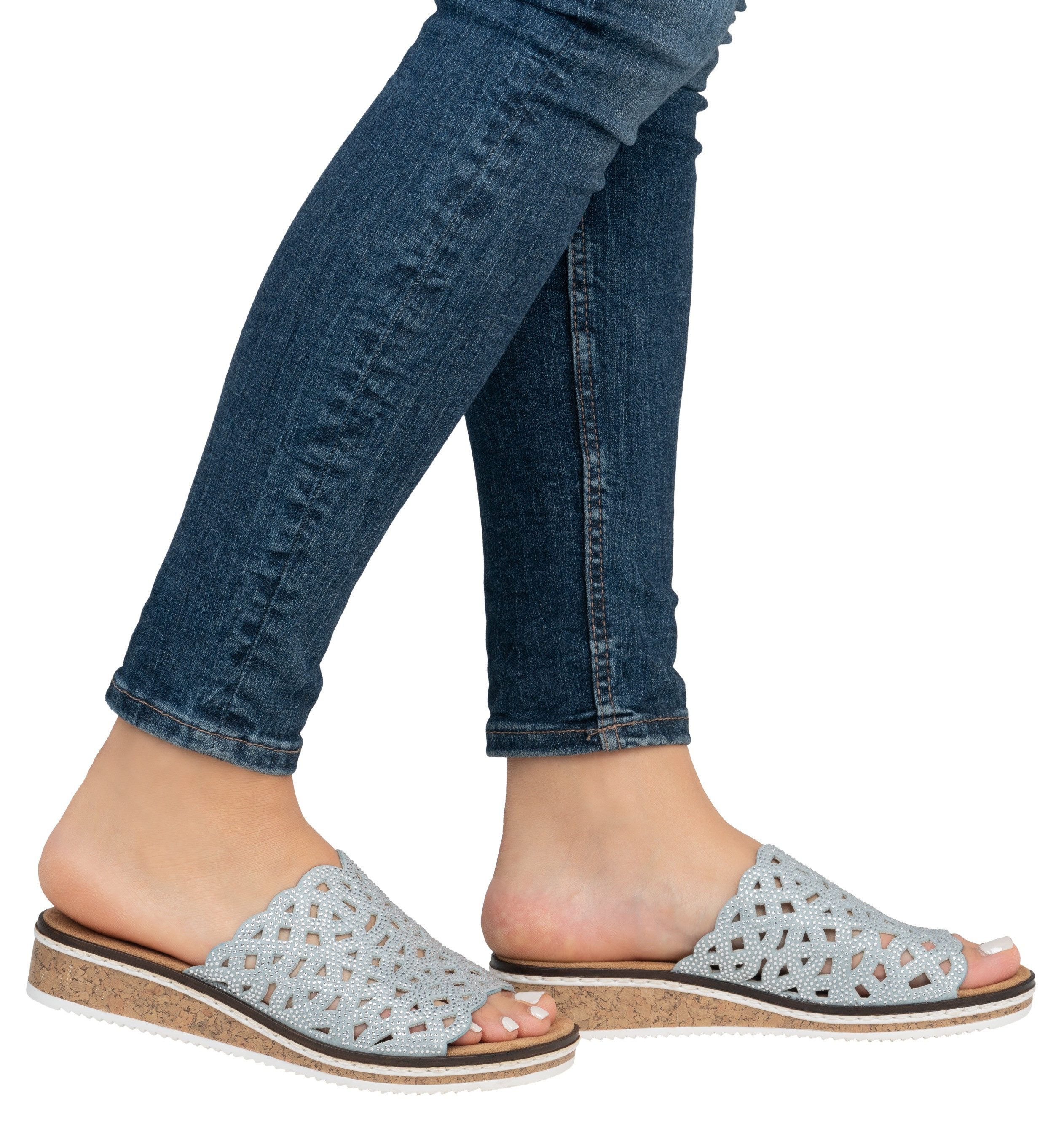 Rieker Slippers Zomerschoen, slippers, huisschoen, sleehak met perforatie