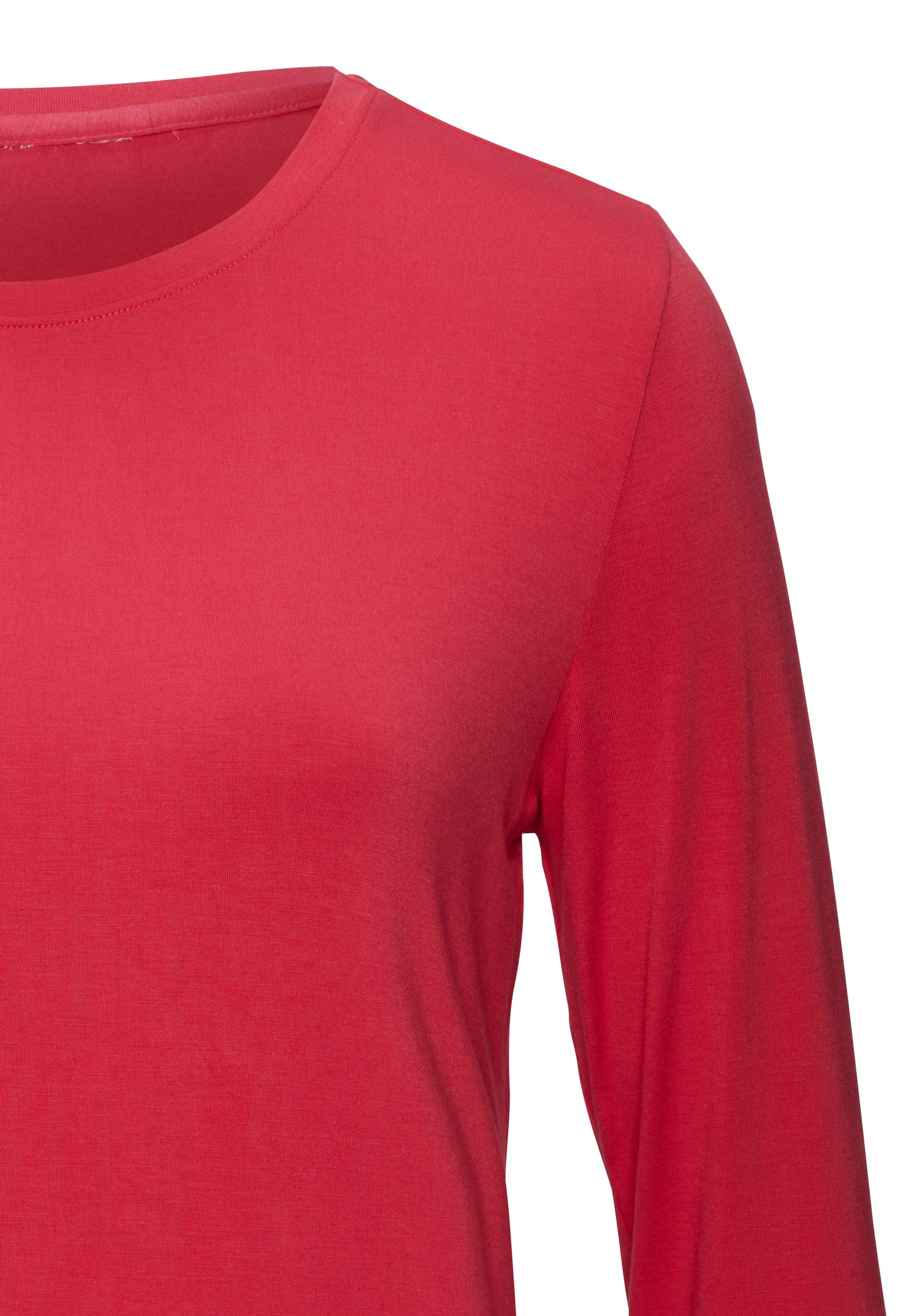 Lascana Shirt met lange mouwen Van zachte viscose-stretch van zachte viscosekwaliteit (Set van 2)