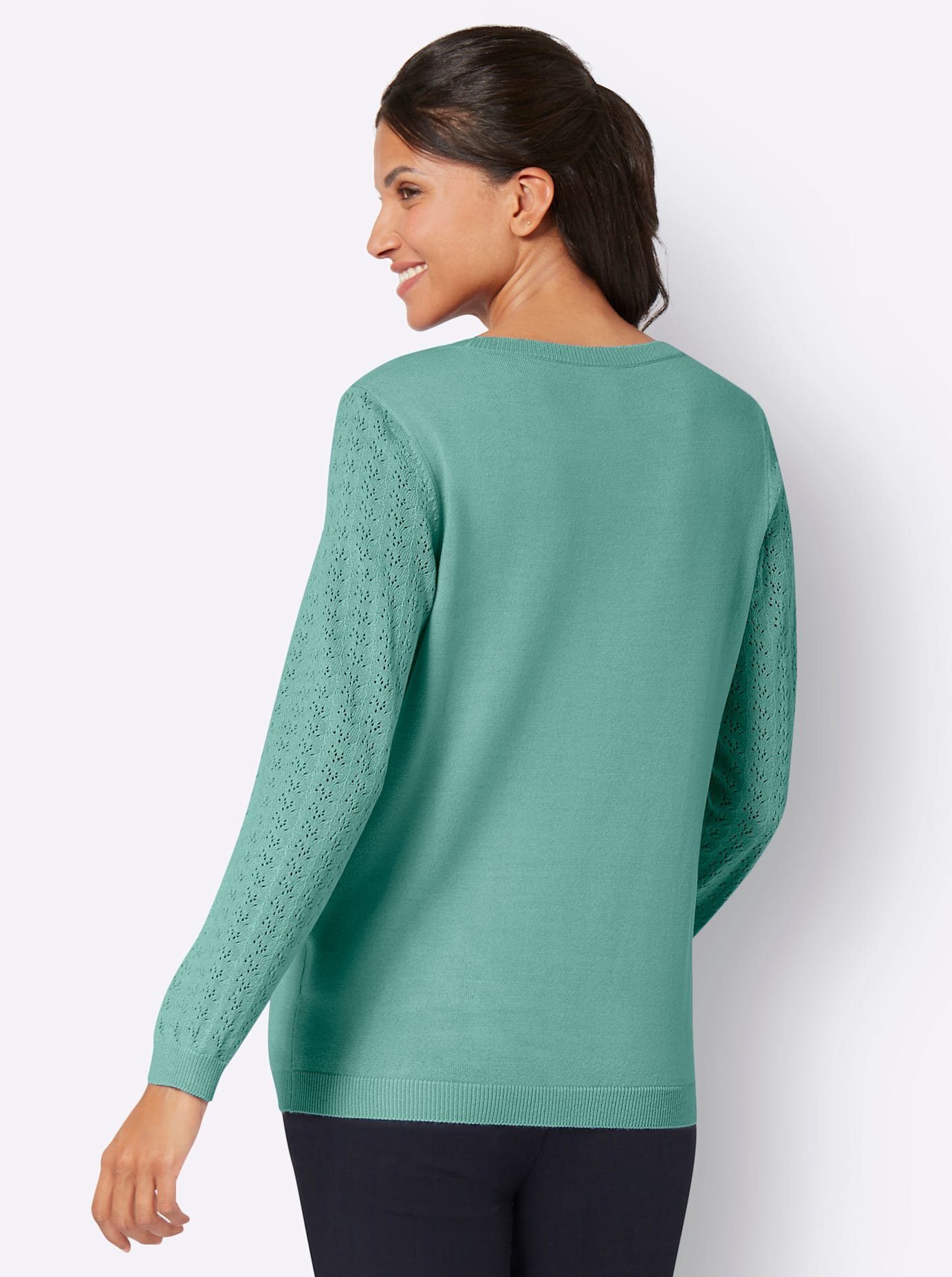 Classic Basics Trui met ronde hals Ajourtrui