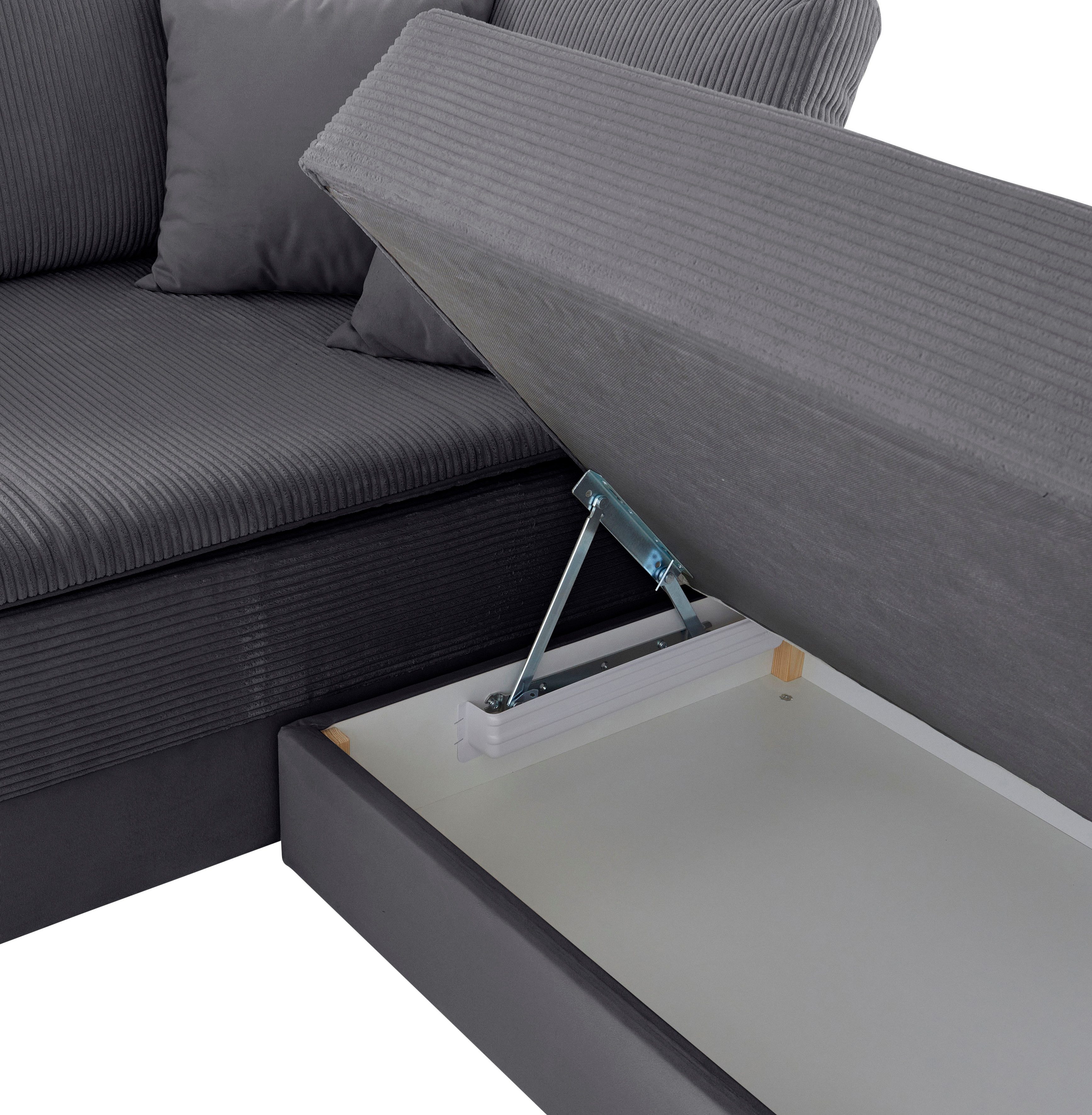 INOSIGN Hoekbank Boxspringbed Night & Day L-vorm met permanente slaapfunctie met armleuning