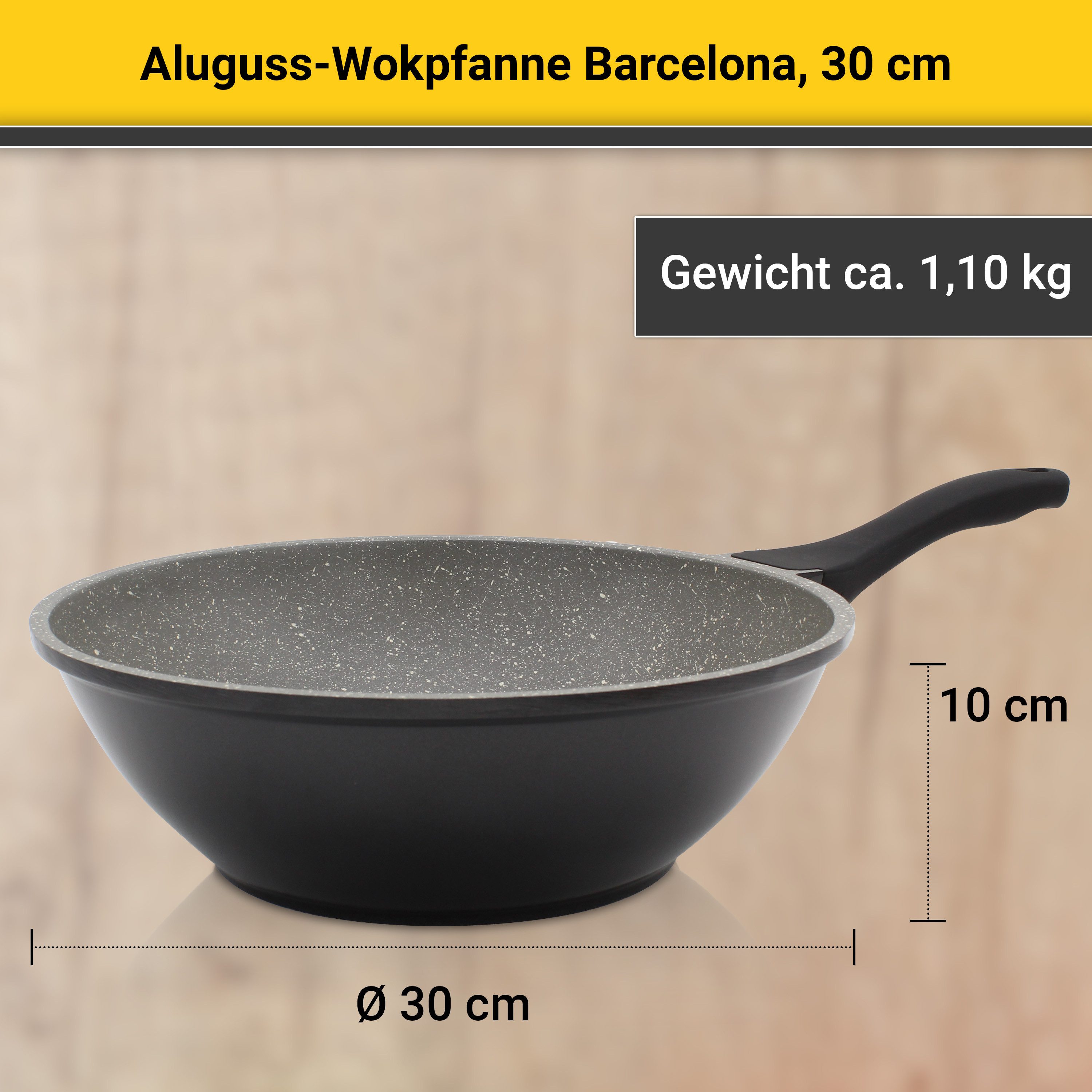 Krüger Wok Gietaluminium wok Barcelona, 30 cm (1-delig)