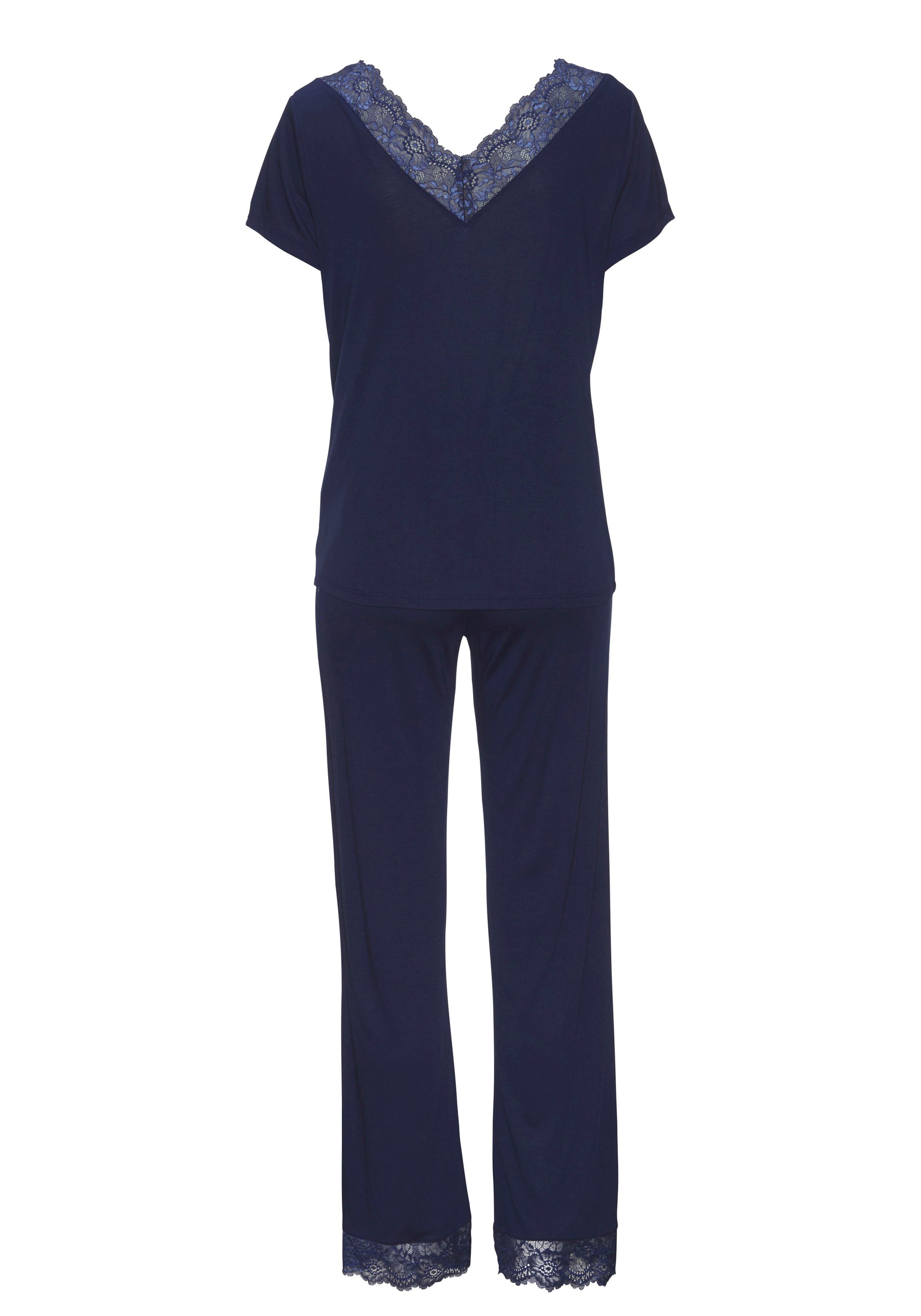 Lascana Pyjama met kanten details (2-delig, 1 stuk)