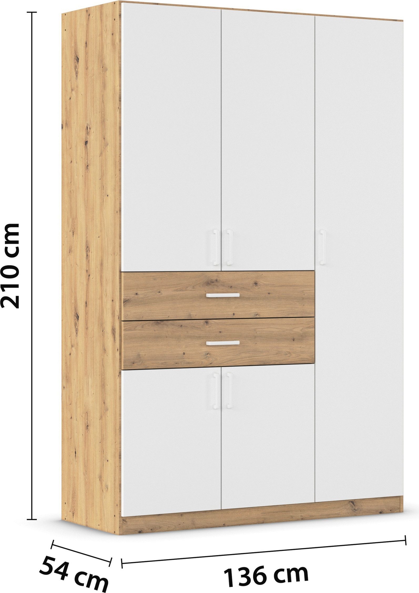 rauch Draaideurkast Kledingkast kast garderobe MAIKA met decor-front 2 lades, in verschillende breedtes, hoogtes, kleuren, made in germany