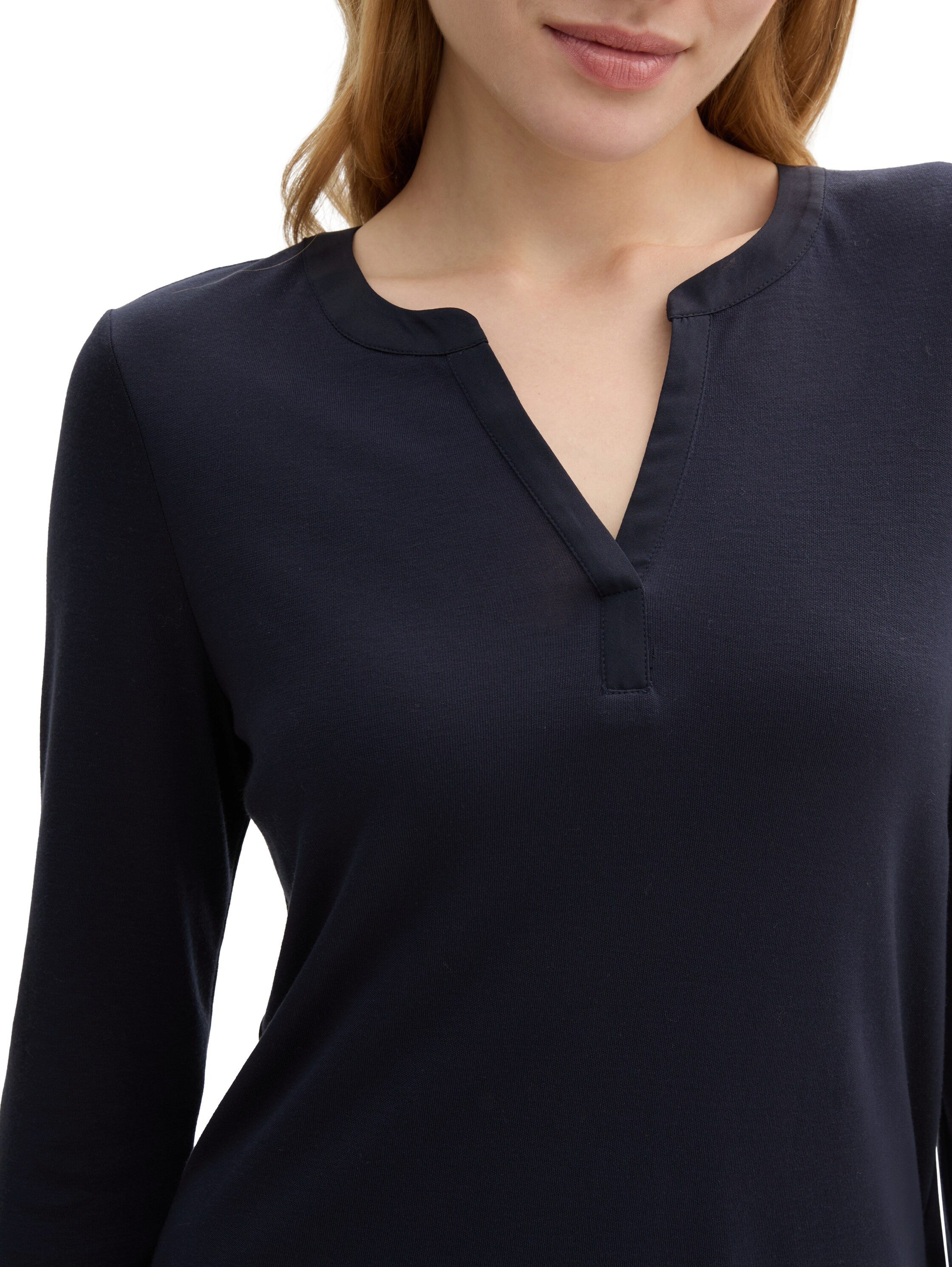 Tom Tailor Shirt met lange mouwen met henleyshirt-hals