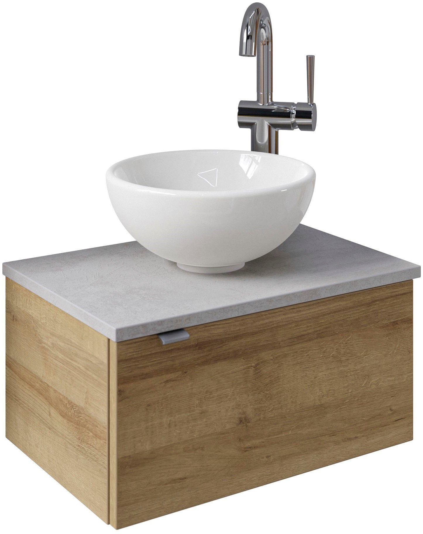 Saphir Wastafelonderkast Serie 6915 wastafel met onderkast voor gastenbadkamer, tweede toilet (3-delig)