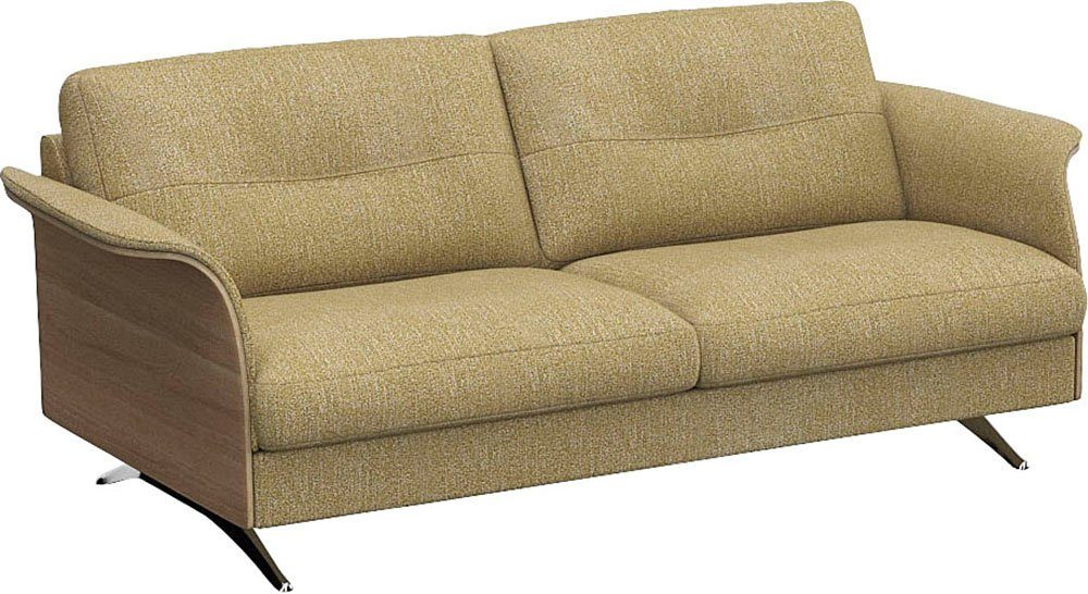 FLEXLUX 2,5-zitsbank Glow sofa, bank Premium zit: koudschuim & vering, armleuning van geolied eiken, voet van aluminium