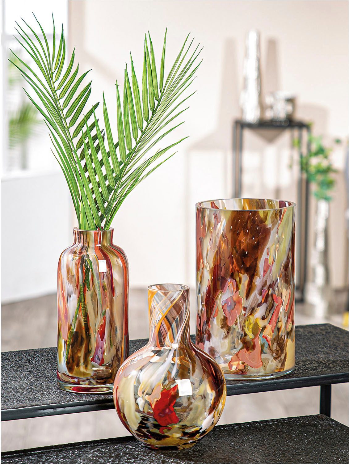 GILDE Tafelvaas Vaas Roslin hoogte ca. 24 cm Europese handwerk, van doorgekleurde glas (1 stuk)