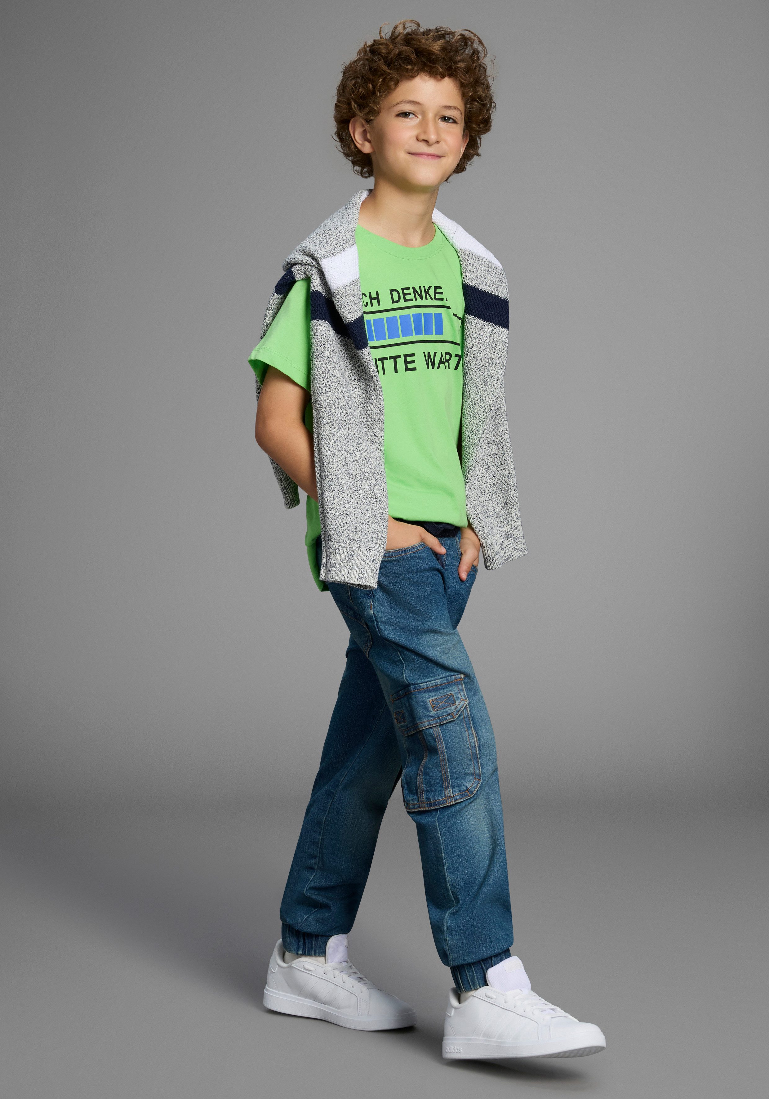 Arizona Cargo jeans Stretchjeans voor jongens rechte pijp, met bindband en elastiek, normale taille