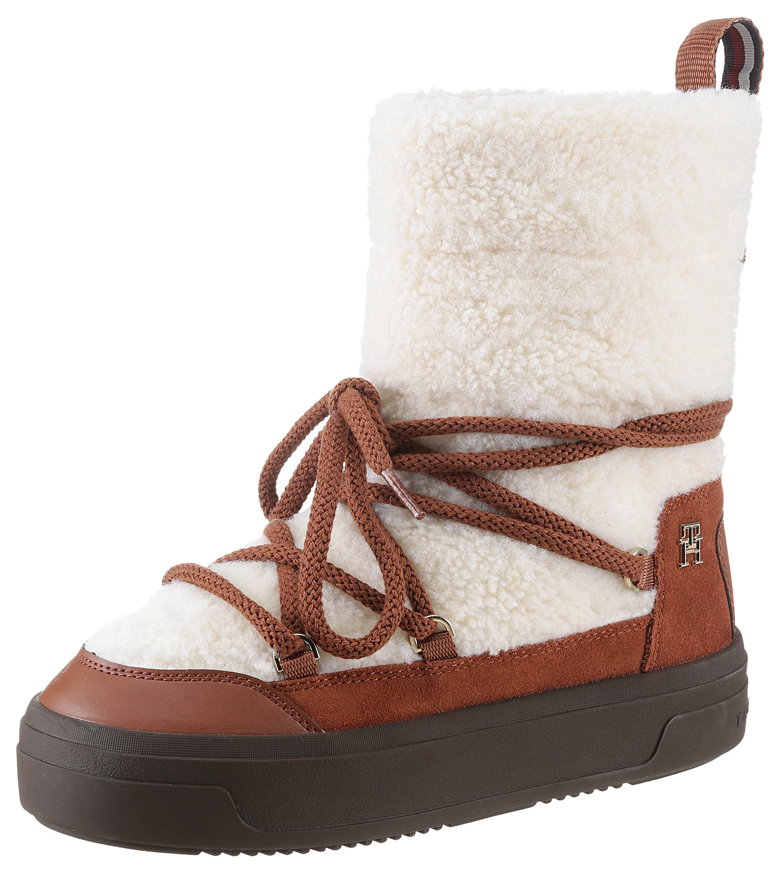 Tommy Hilfiger Snowboots LACE-UP FAUX SHEARLING SNOWBOOT , plateau, winterlaarzen, sneeuwlaarzen met opgezette veters