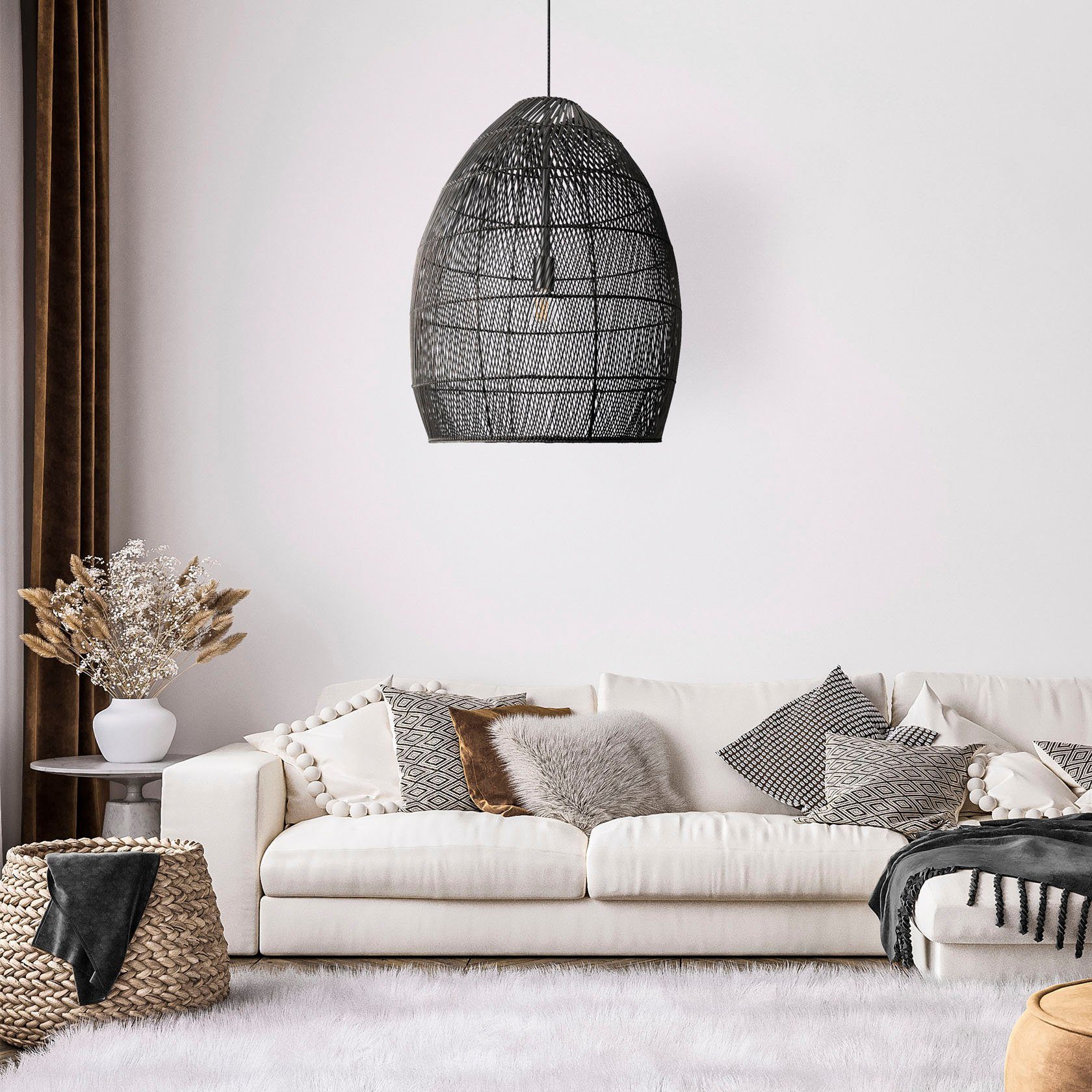Paco Home Hanglamp VIHMA Rattan pendellamp eettafel lamp natuurlijk LED Boho rustiek E27