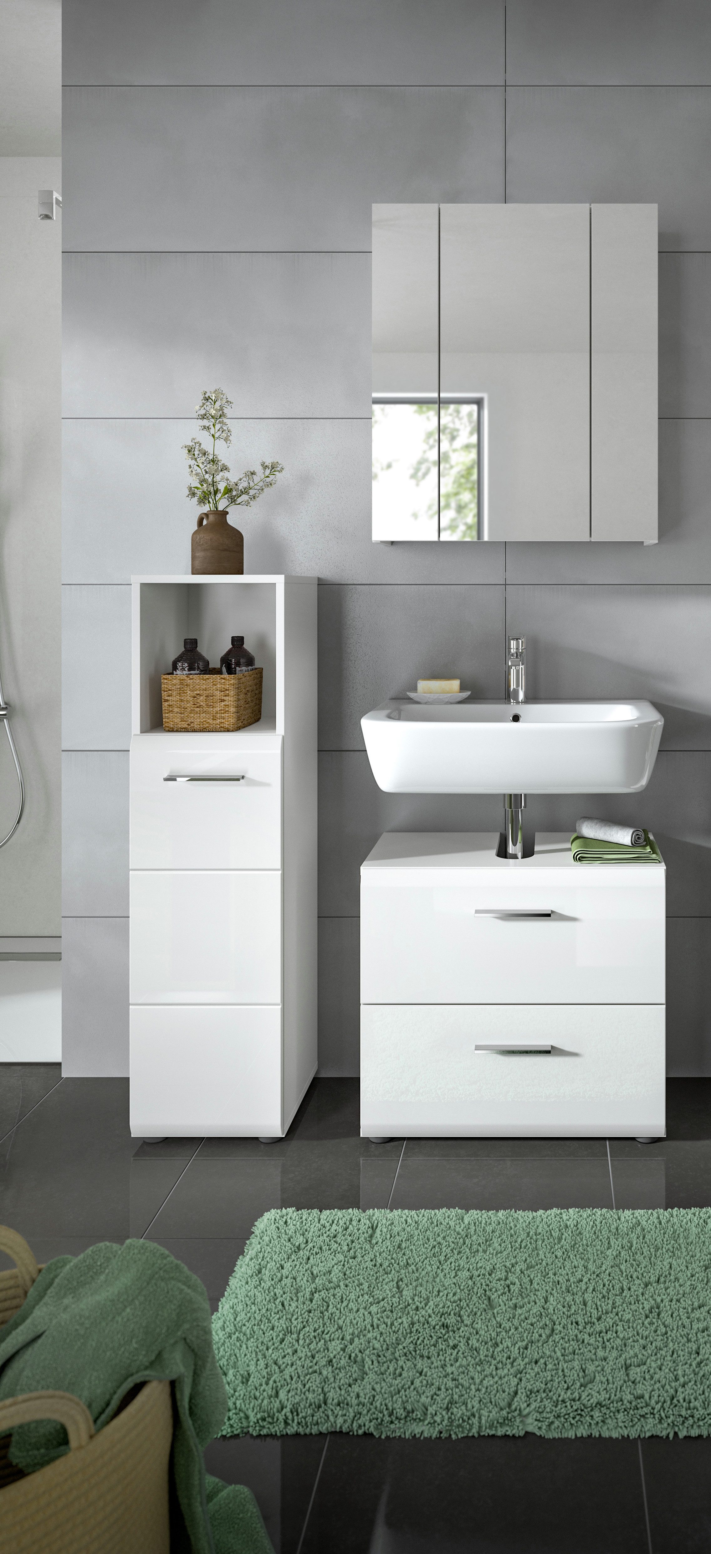 INOSIGN Badmeubelset FLORENZ, TOPSELLER!, 3-delige badcombinatie, hoogwaardige MDF-front