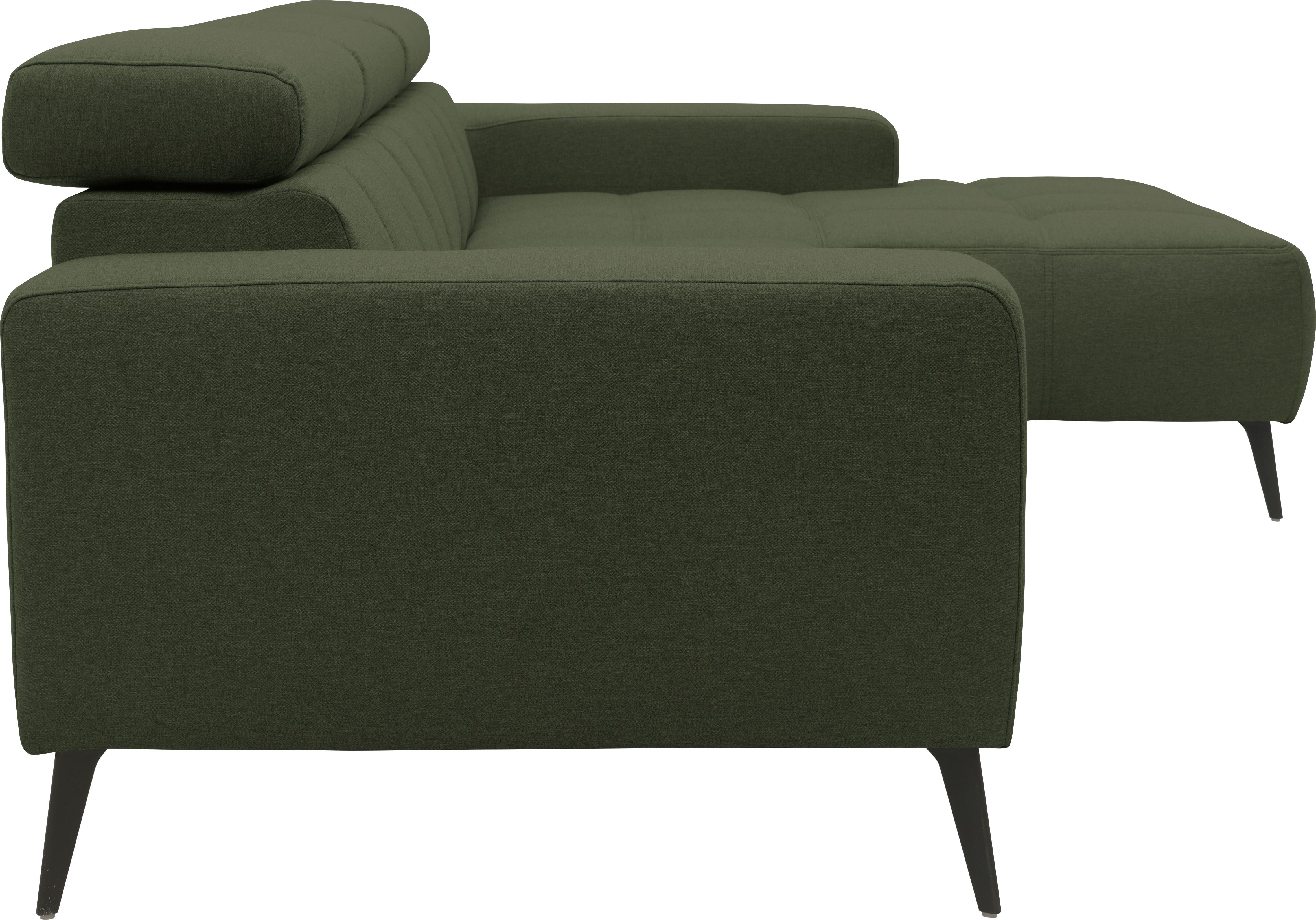 DOMO collection Hoekbank Trento L-vorm, met sledevoet of enkele voet naar keuze met verstelbare hoofdsteun, récamier links/rechts bestelbaar