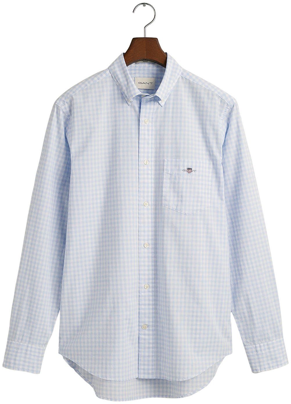 Gant Overhemd met lange mouwen REG POPLIN GINGHAM SHIRT met logoborduursel op borsthoogte