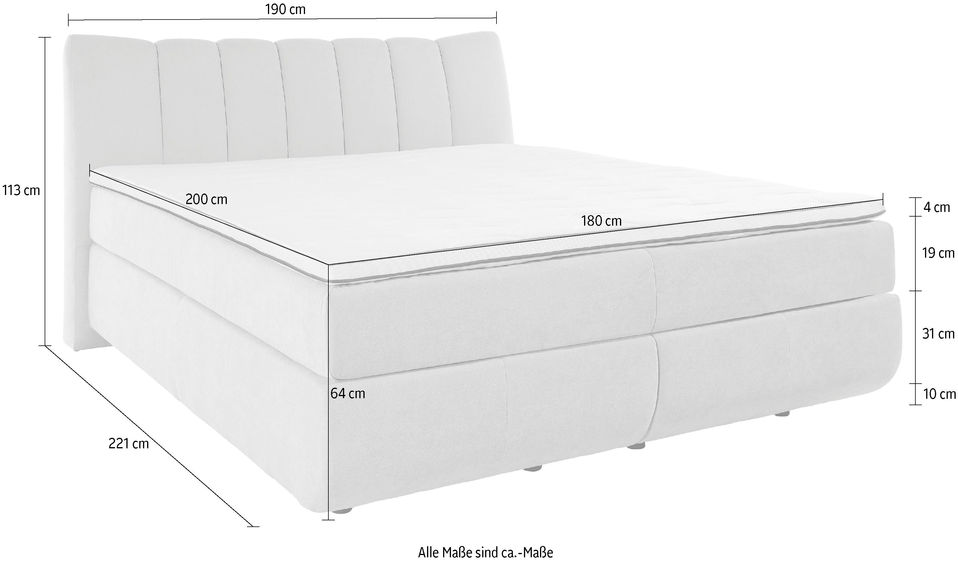 Leonique Boxspring Océane Los van de vloer- werkt vrijzwevend, verschillende hardheden (ook H4)