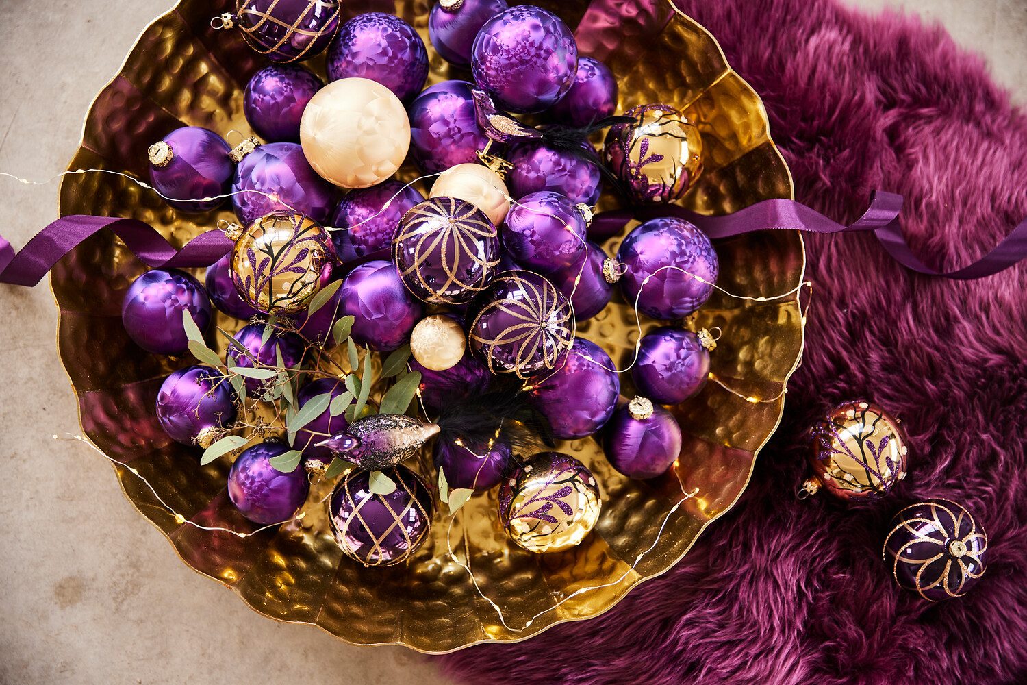 Creativ deco Decoratieve schaal Kerst versiering met structuurrand (1 stuk)