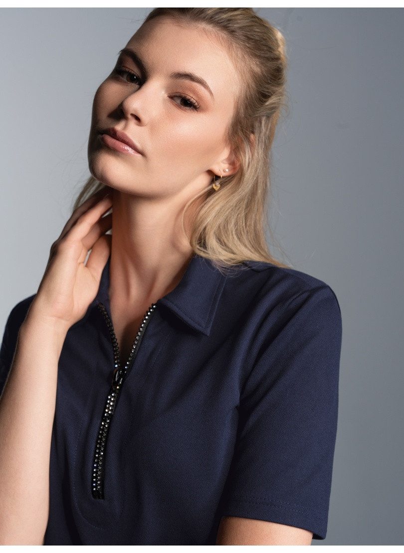 Trigema Poloshirt TRIGEMA slim fit poloshirt met kristallen (1-delig)