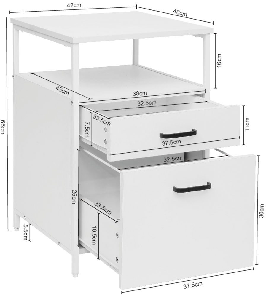 INOSIGN Container Reagan Kantoorcontainer, bijzetkast, 2 lades, metalen frame