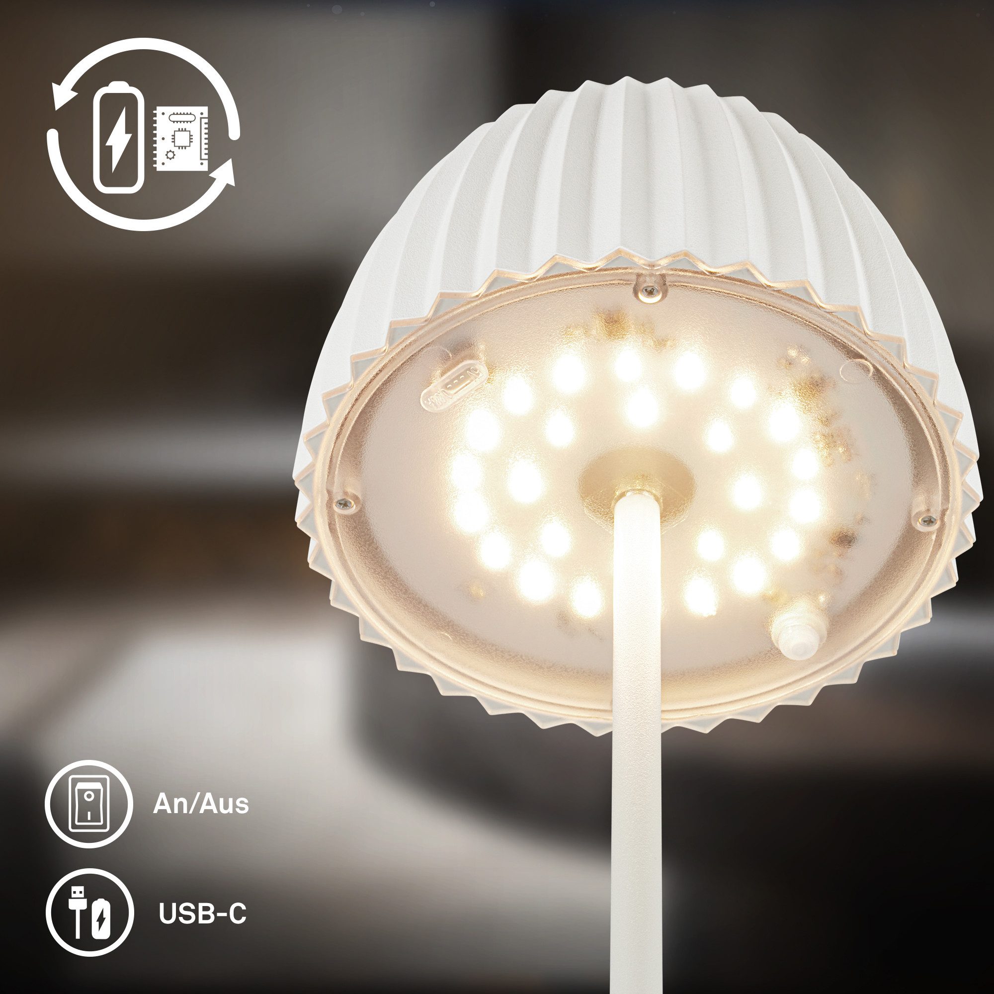 Briloner Leuchten Led-tafellamp Accu LED tafellamp, wit