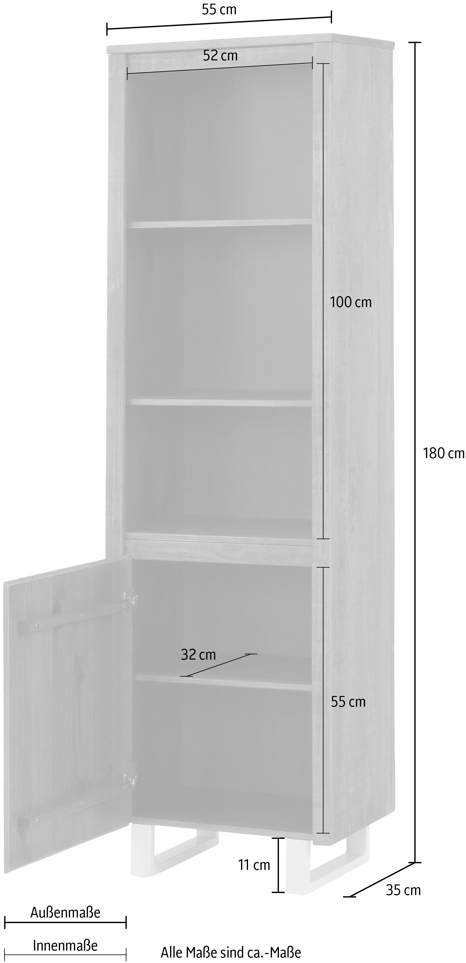 Home affaire Boekenkast Lagos van mooi massief grenenhout, greeploos, breedte 55 cm