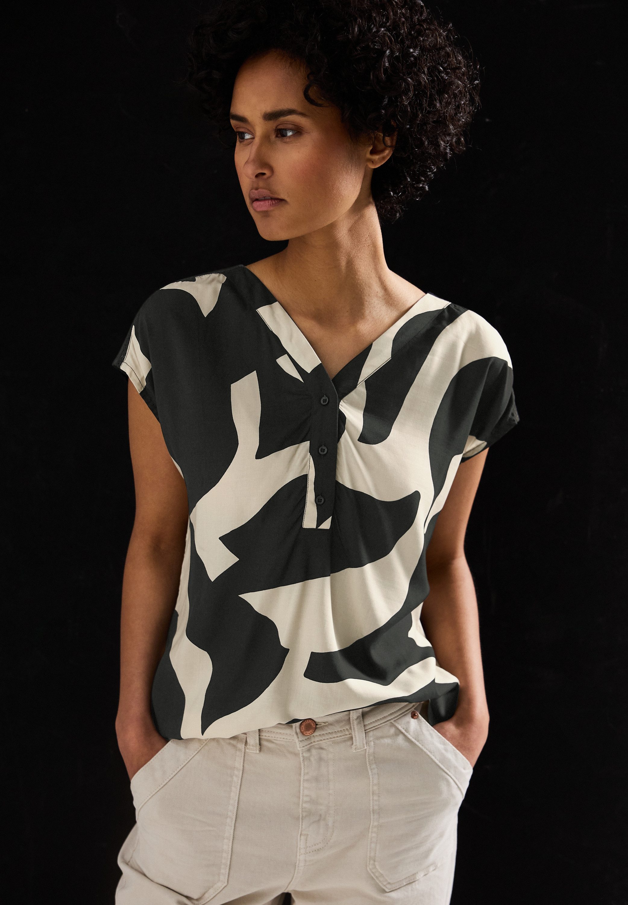 STREET ONE Blouse met korte mouwen met grafisch patroon