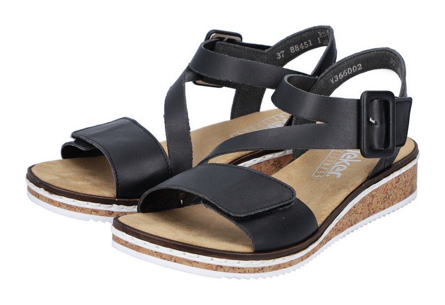 Rieker Sandalen zomerschoen, sandaal, sleehak, met asymmetrische bandjes