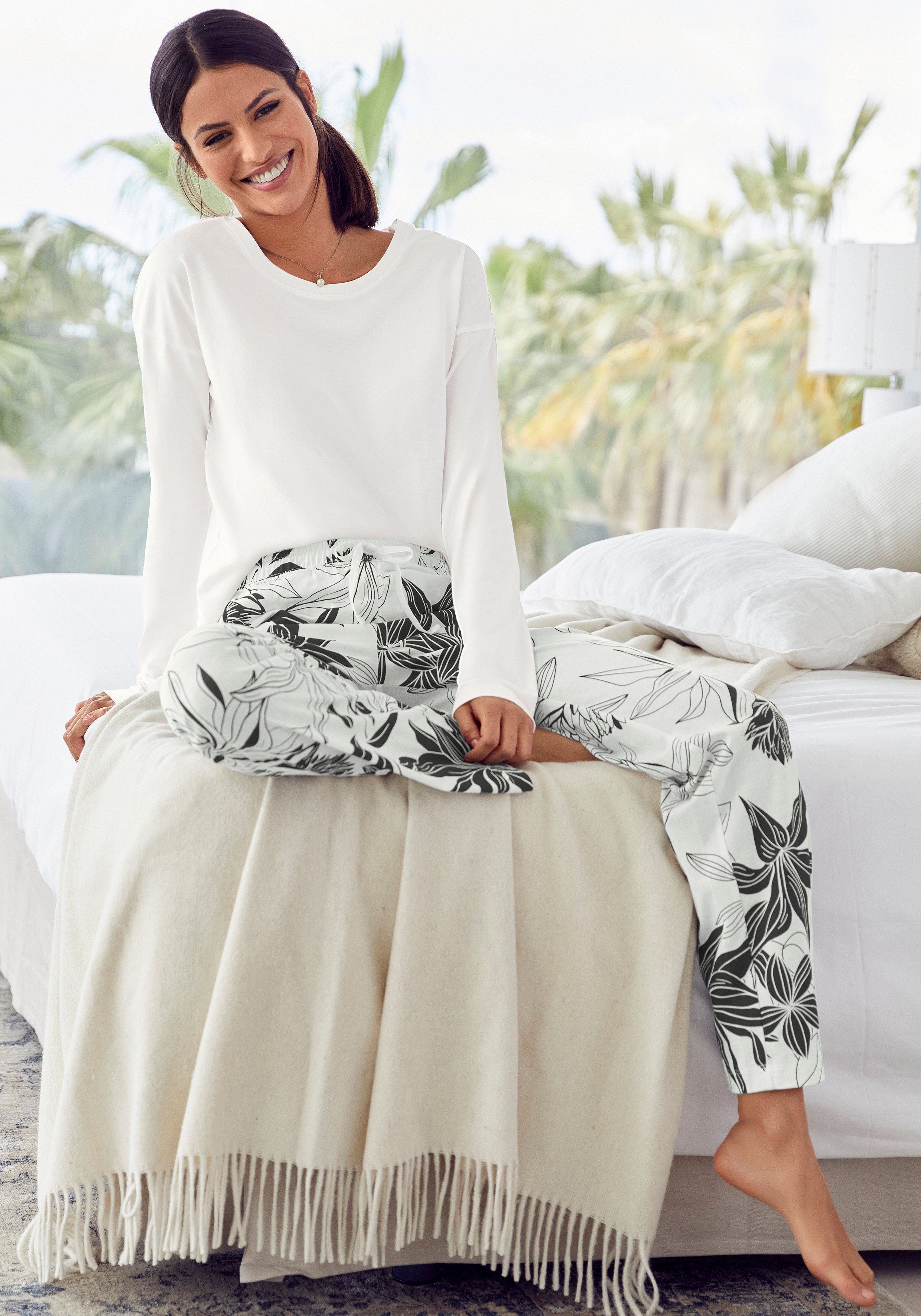 Lascana Pyjama top met afhangende schouders