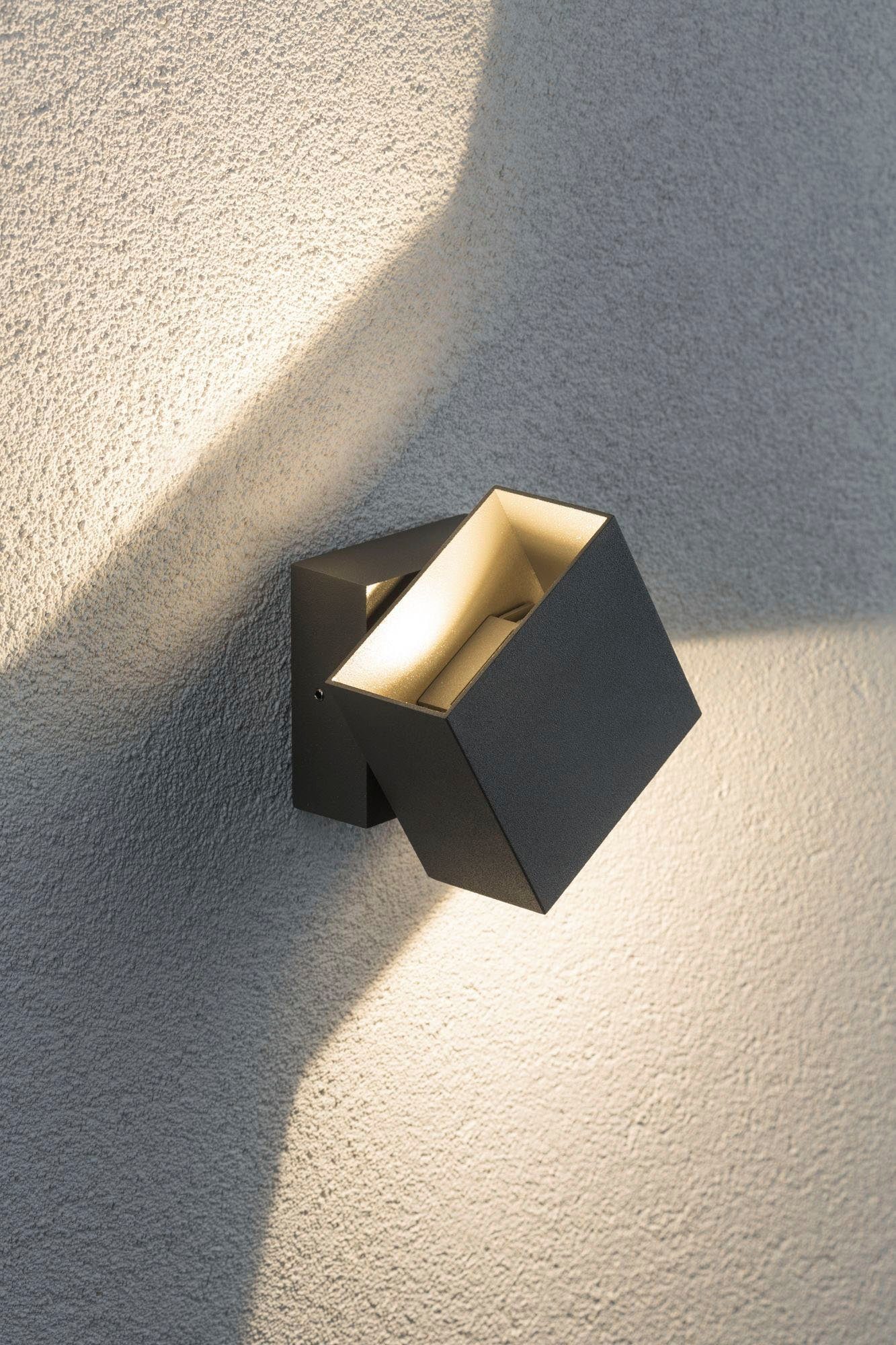 Paulmann Led-wandlamp voor buiten Buiten 230V Cybo LED 2x3,5W 230V IP65 vierkant 100x100mm Grijs Aluminium (1 stuk)