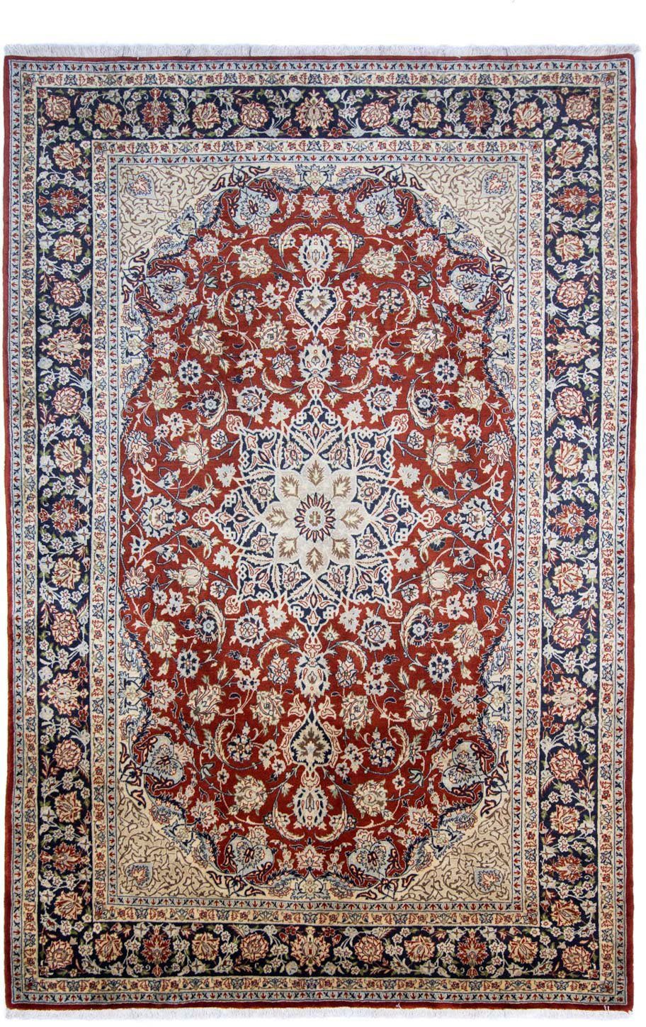 morgenland Wollen kleed Sarough medaillon rosso 314 x 206 cm Uniek exemplaar met certificaat