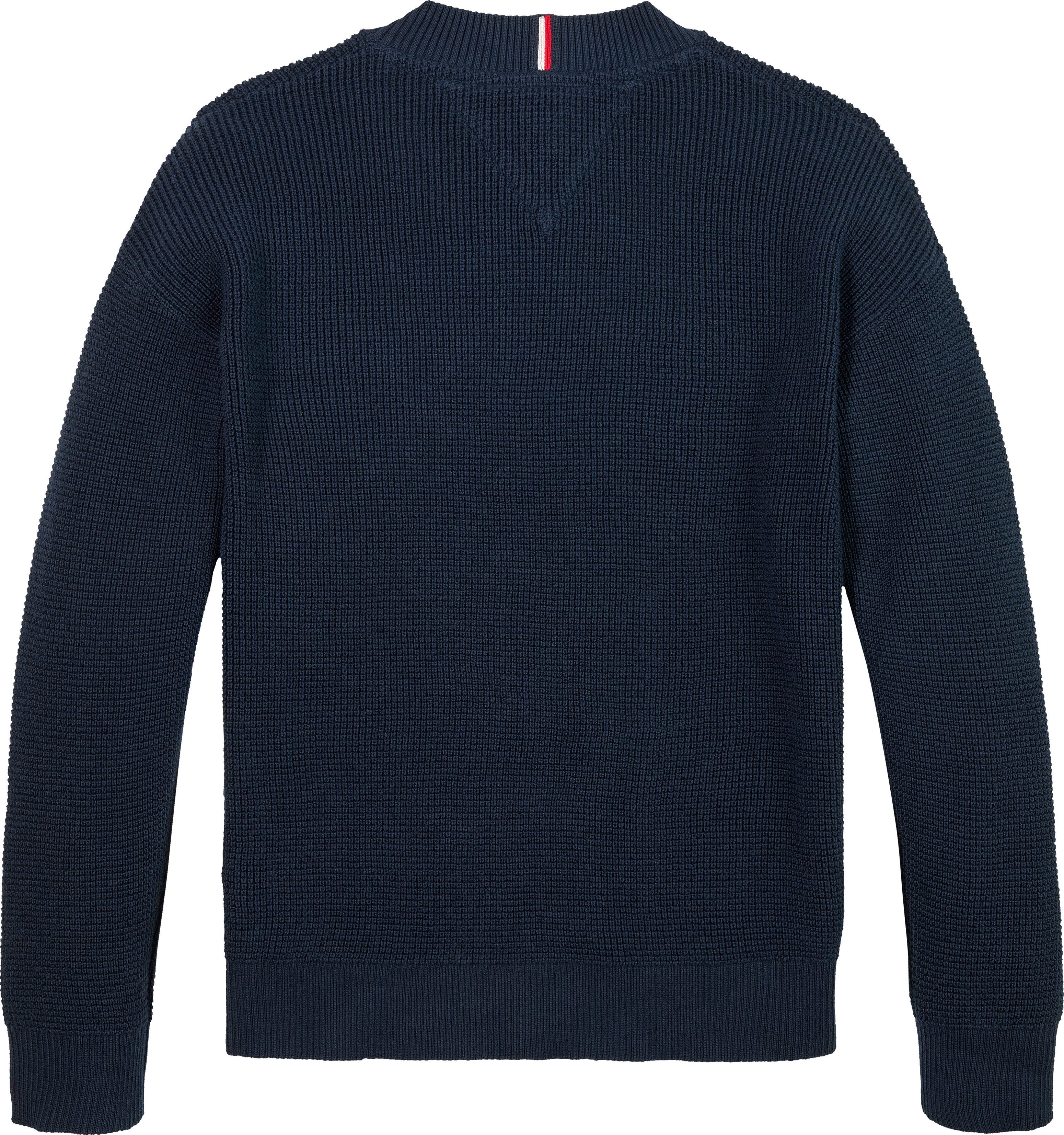 Tommy Hilfiger Trui met ronde hals COTTON TEXTURE SWEATER voor kinderen tot 16 jaar, structuur breiwerk
