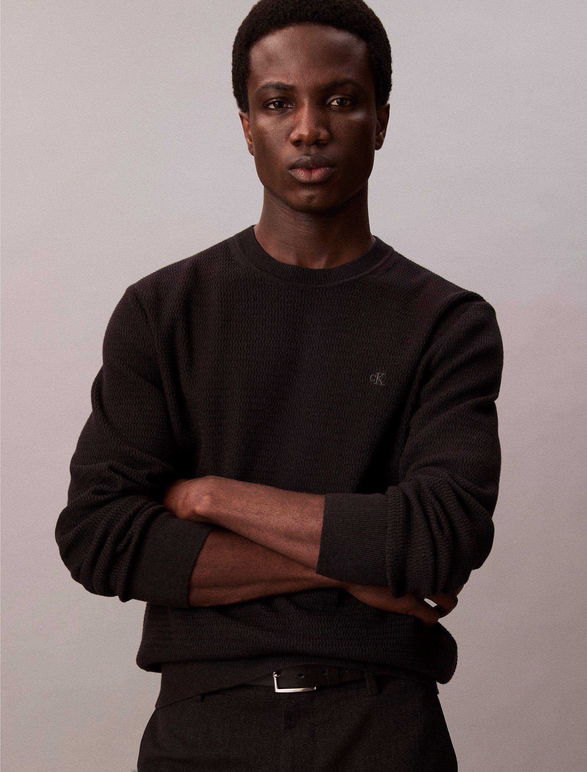 Calvin Klein Gebreide trui LS TXTR CTTN CRWNK S