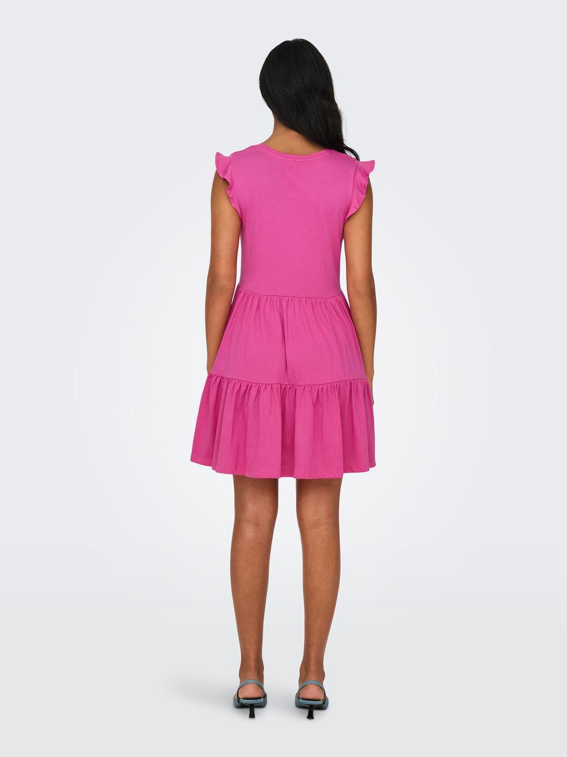 Only Jerseyjurk ONLMAY CAP SLEEVES FRILL DRESS