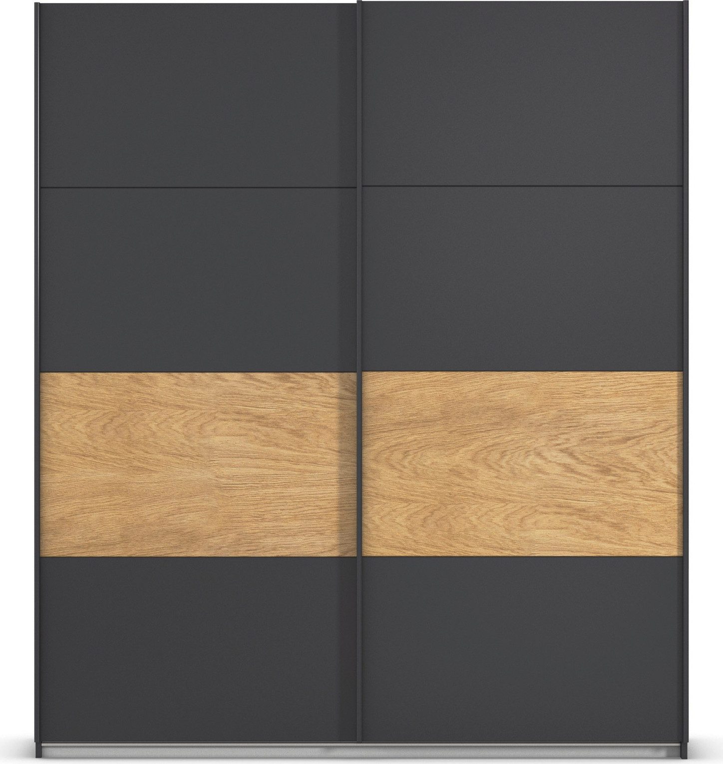 rauch Schuifdeurkast Kledingkast Kast Garderobe Slaapkamerkast MALVA Buikband afgewerkt in geborsteld eikenfineer MADE IN GERMANY