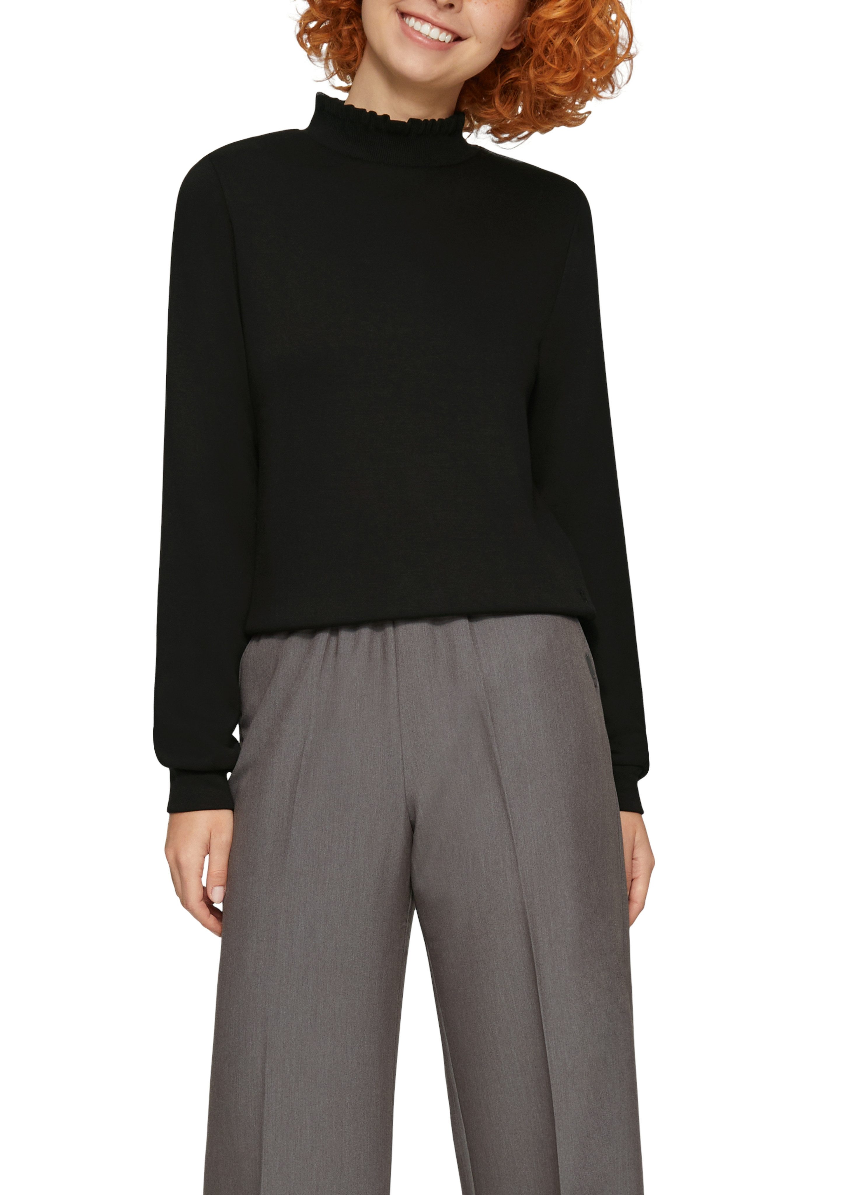 Q S designed by Sweatshirt met gegolfde kraag