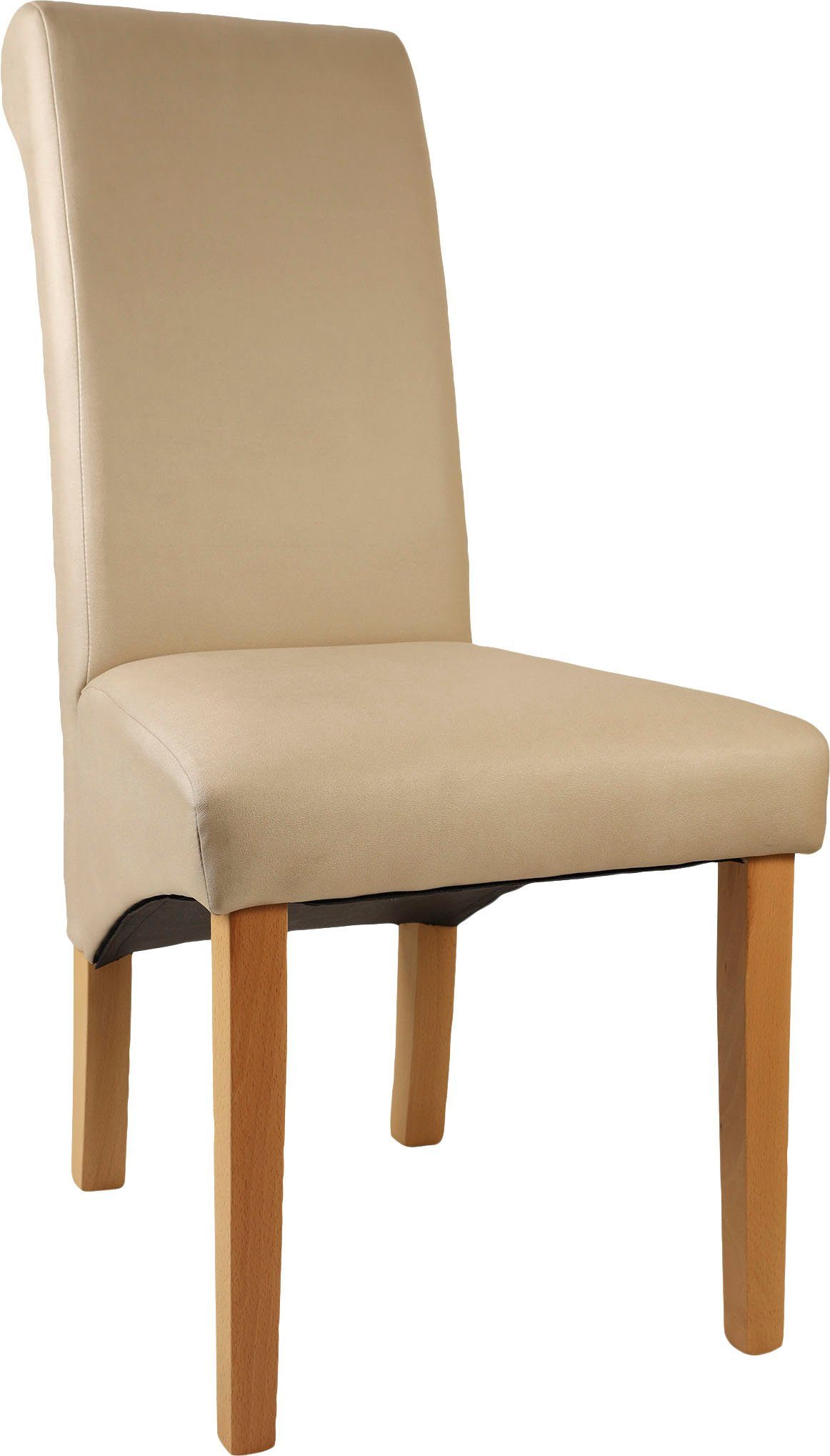 Home affaire Stoel met 4 poten Rito Frame naturel-beuken of wengé gelakt (set, 2 stuks) gestoffeerde stoelen wit