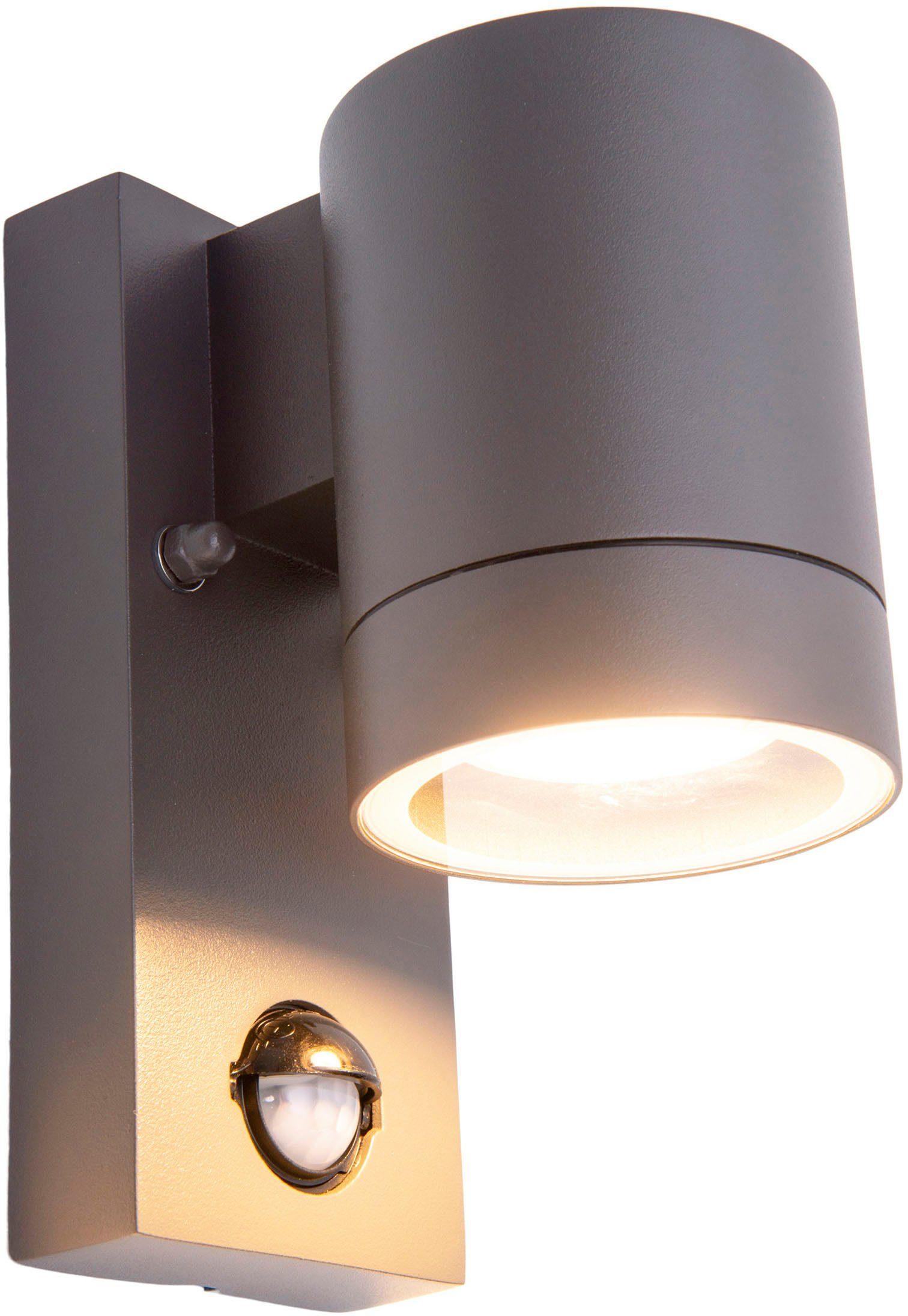 näve Wandlamp voor buiten Rombe met bewegingsmelder + schemersensor 1xgu10 aluminium antraciet (1 stuk)