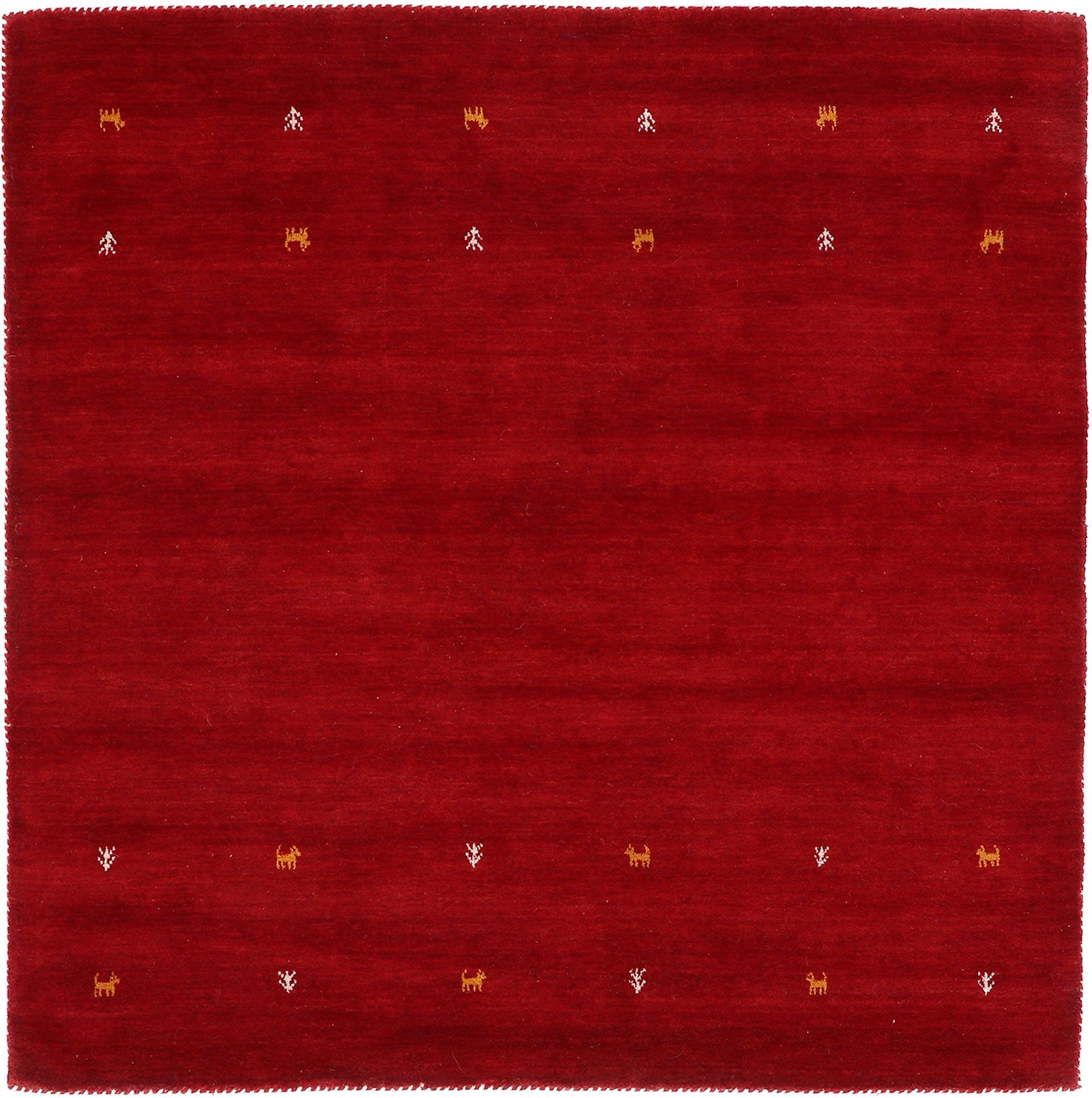 carpetfine Wollen kleed Gabbeh-Uni zuivere wol, met de hand geweven, gabbeh loom diermotief, speciaal model vierkant