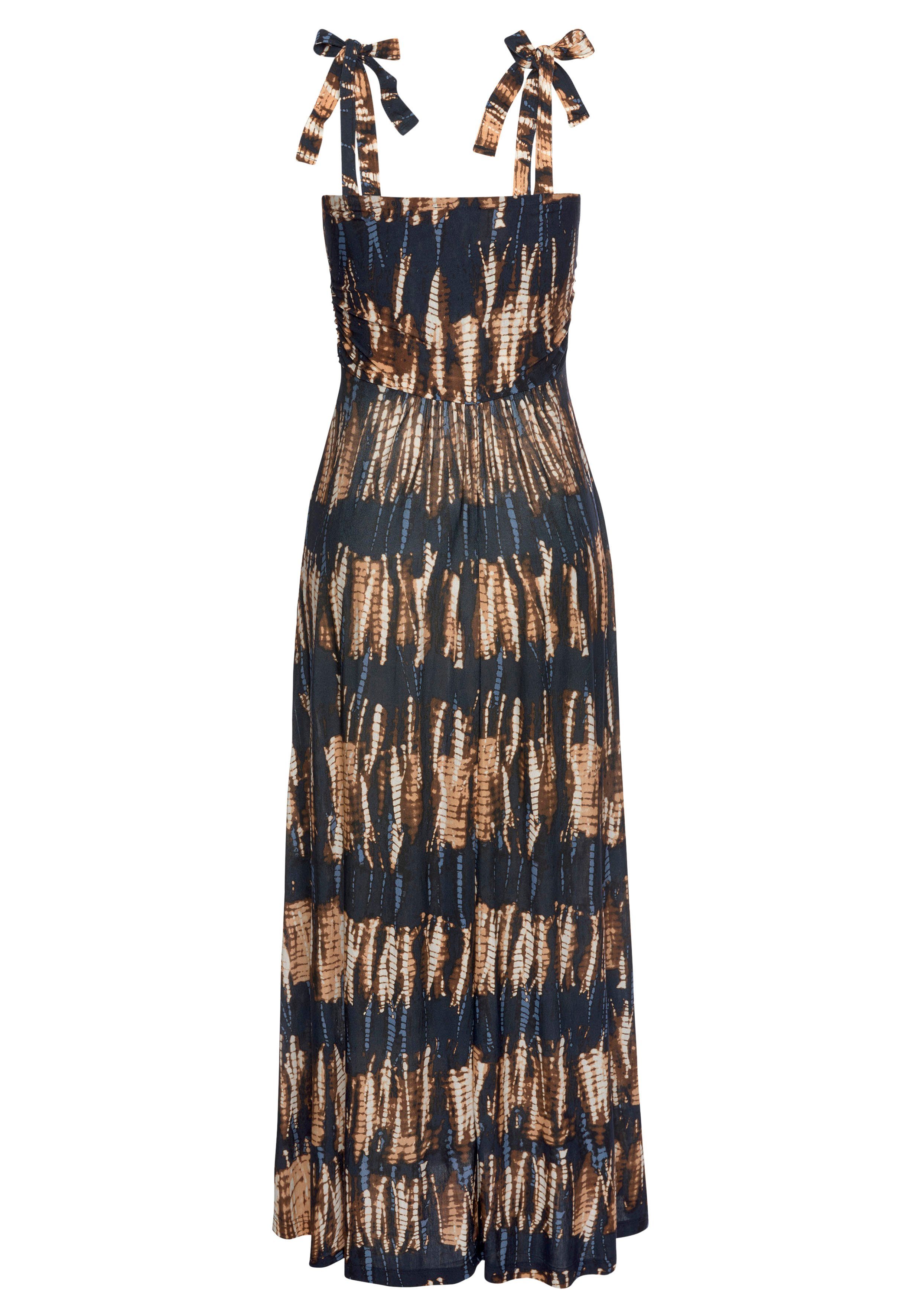 Buffalo Maxi-jurk met strikbandjes met een all-over print, zomerjurk, strandjurk