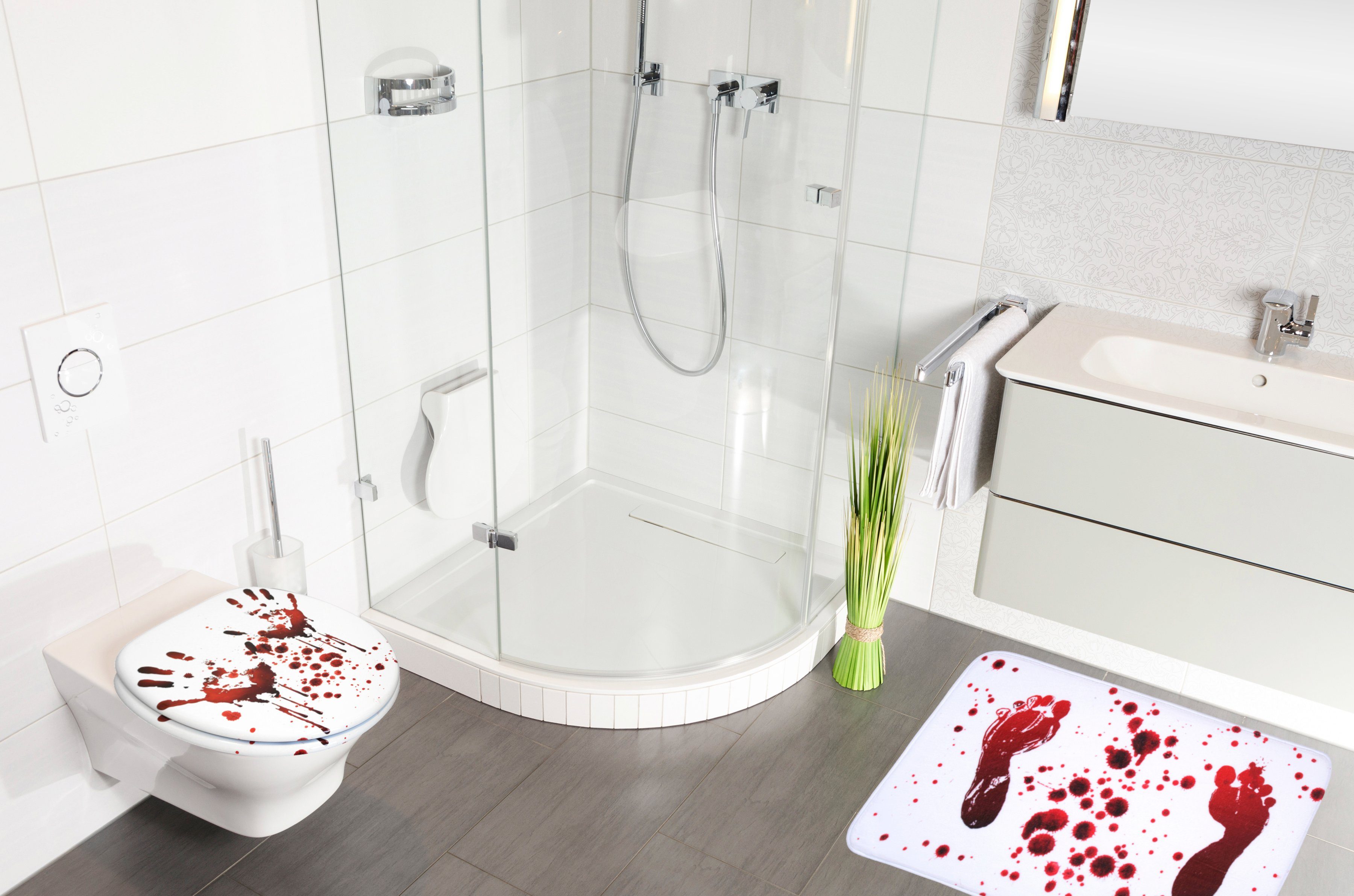 Sanilo Set badkameraccessoires Blood bestaand uit toiletzitting, badmat en wastafelplug (complete set, 3-delig)