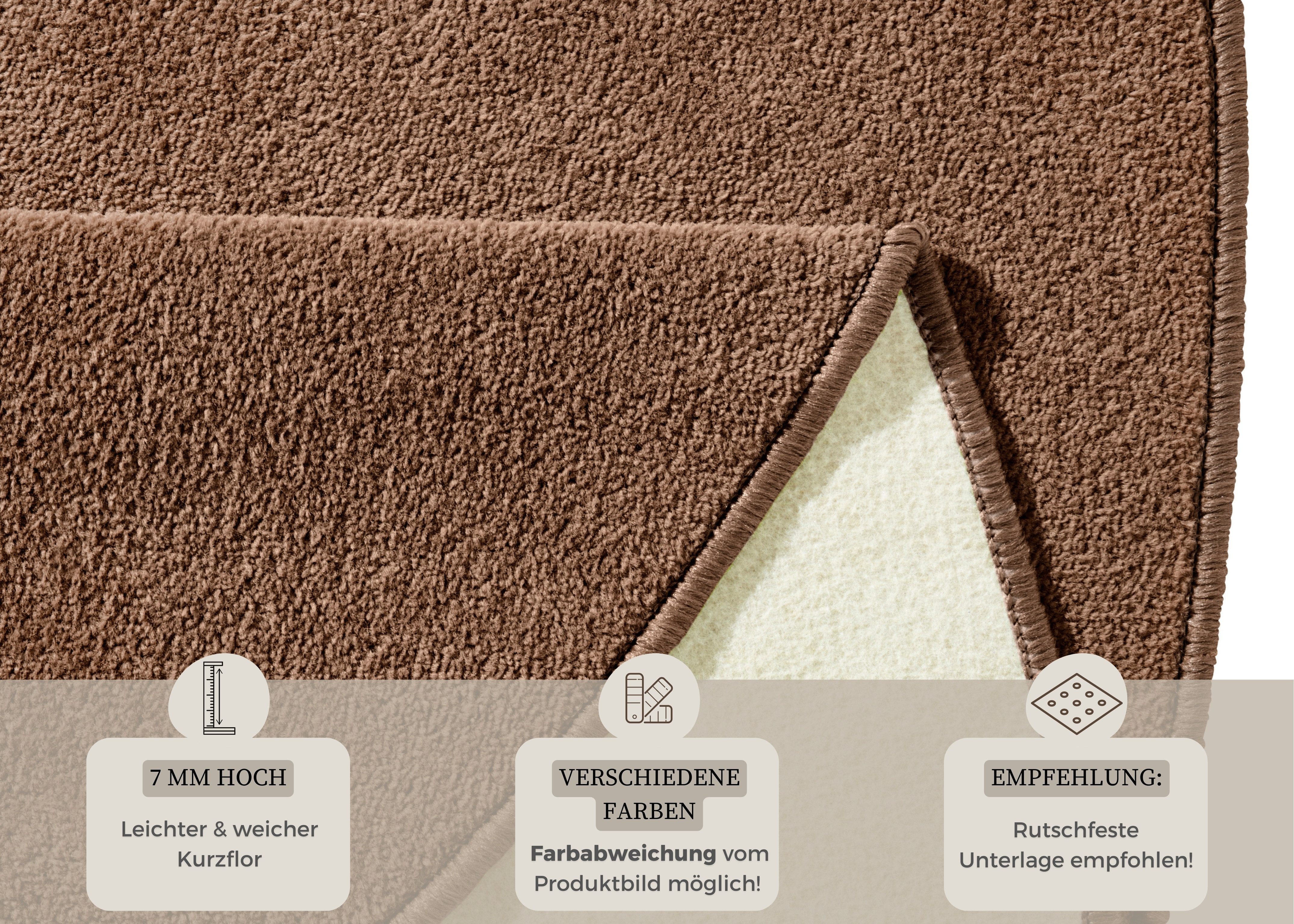 HANSE Home Vloerkleed Fancy Korte pool, zacht, uni, woonkamer, slaapkamer, eetkamer