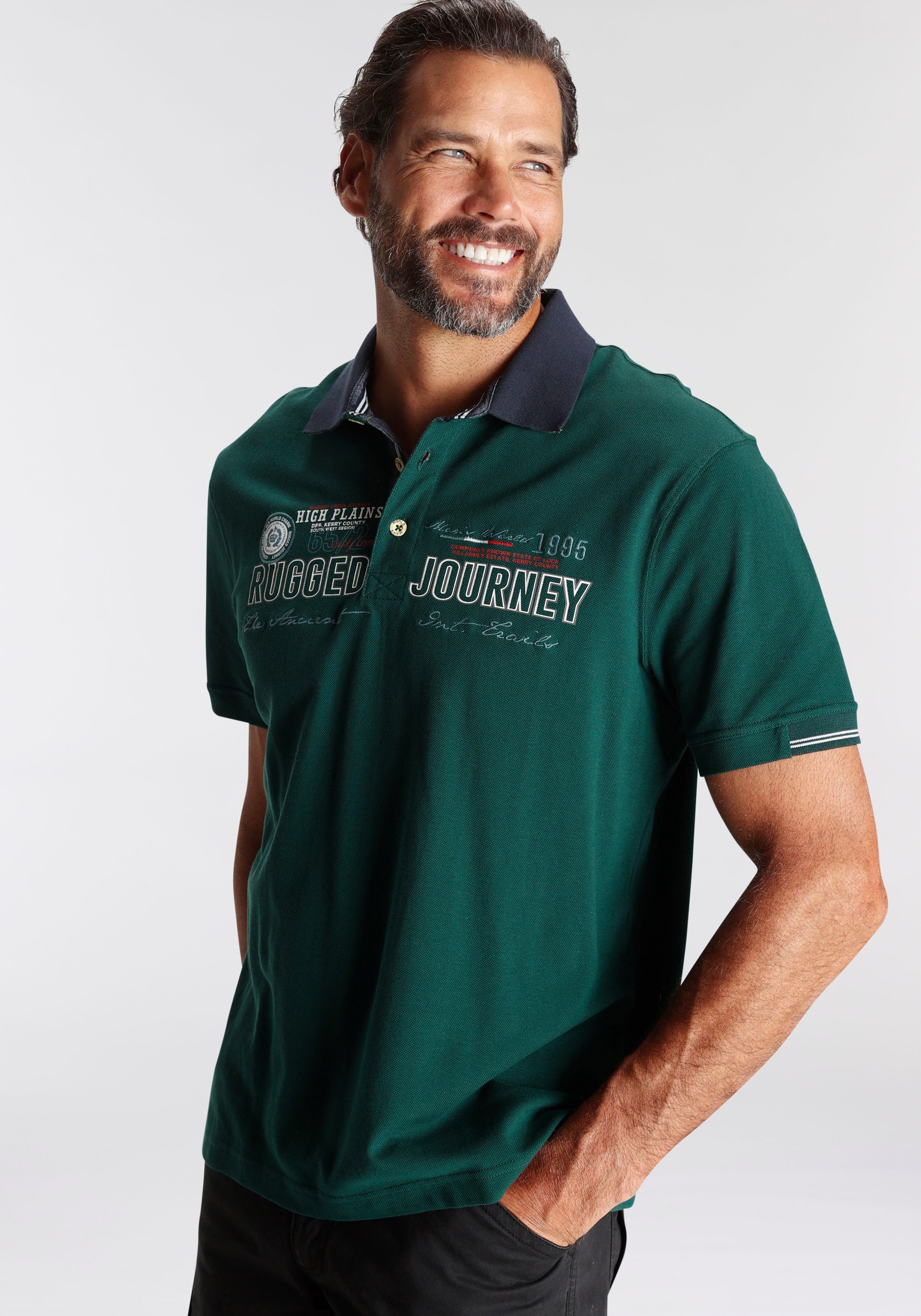 Man's World Poloshirt Korte mouwen, met print, borduursel en badge, polokraag