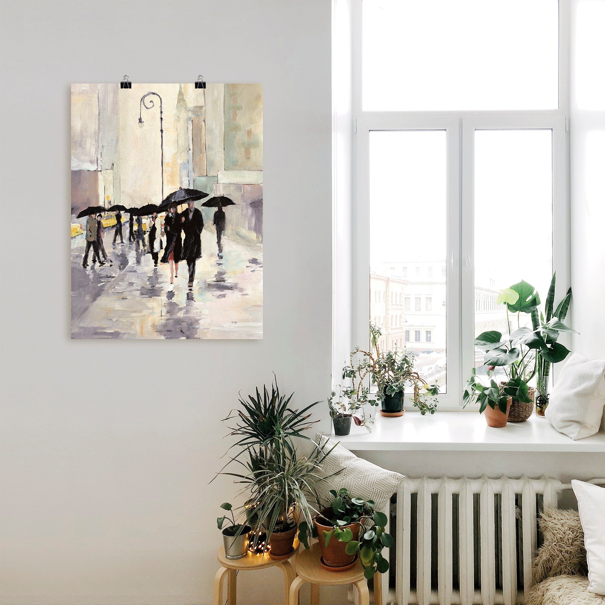 Artland Artprint Stad in de regen als artprint op linnen, poster in verschillende formaten maten