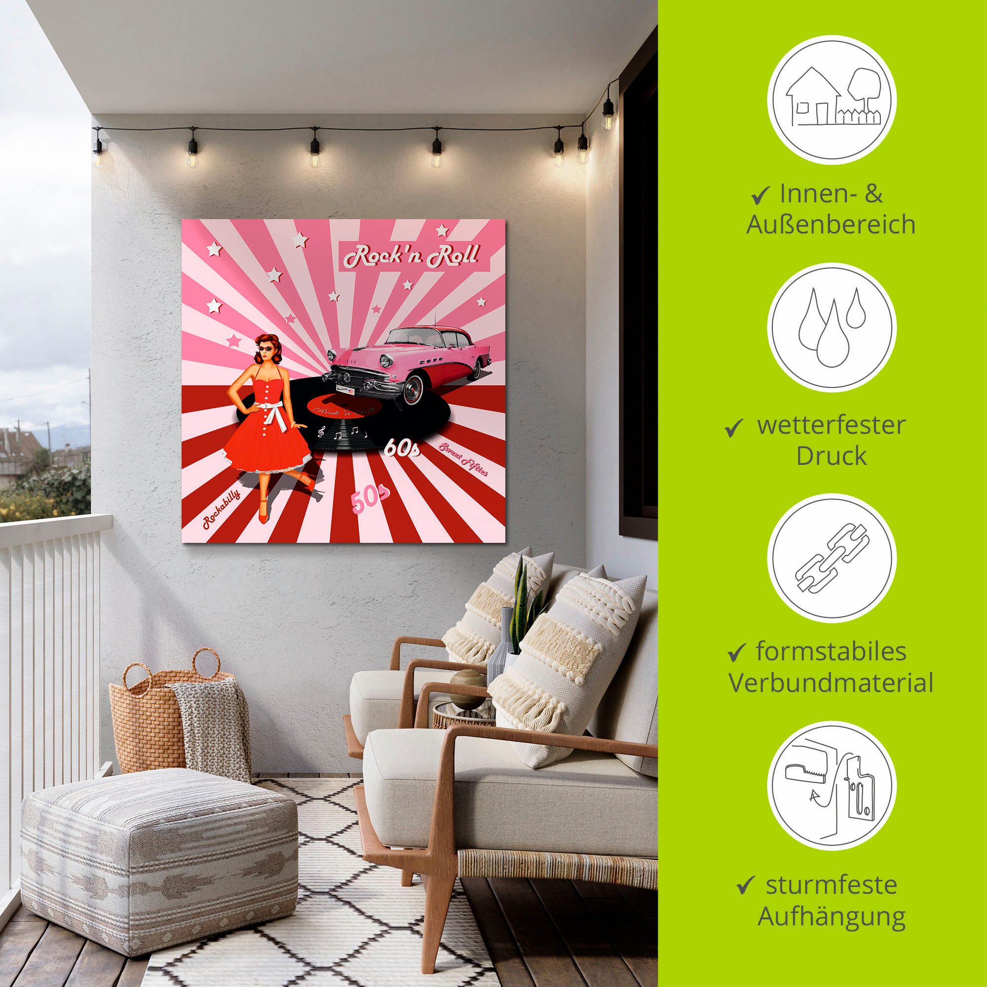 Artland Artprint Rock'n roll van de jaren 50 als artprint van aluminium, artprint voor buiten, artprint op linnen, poster, muursticker