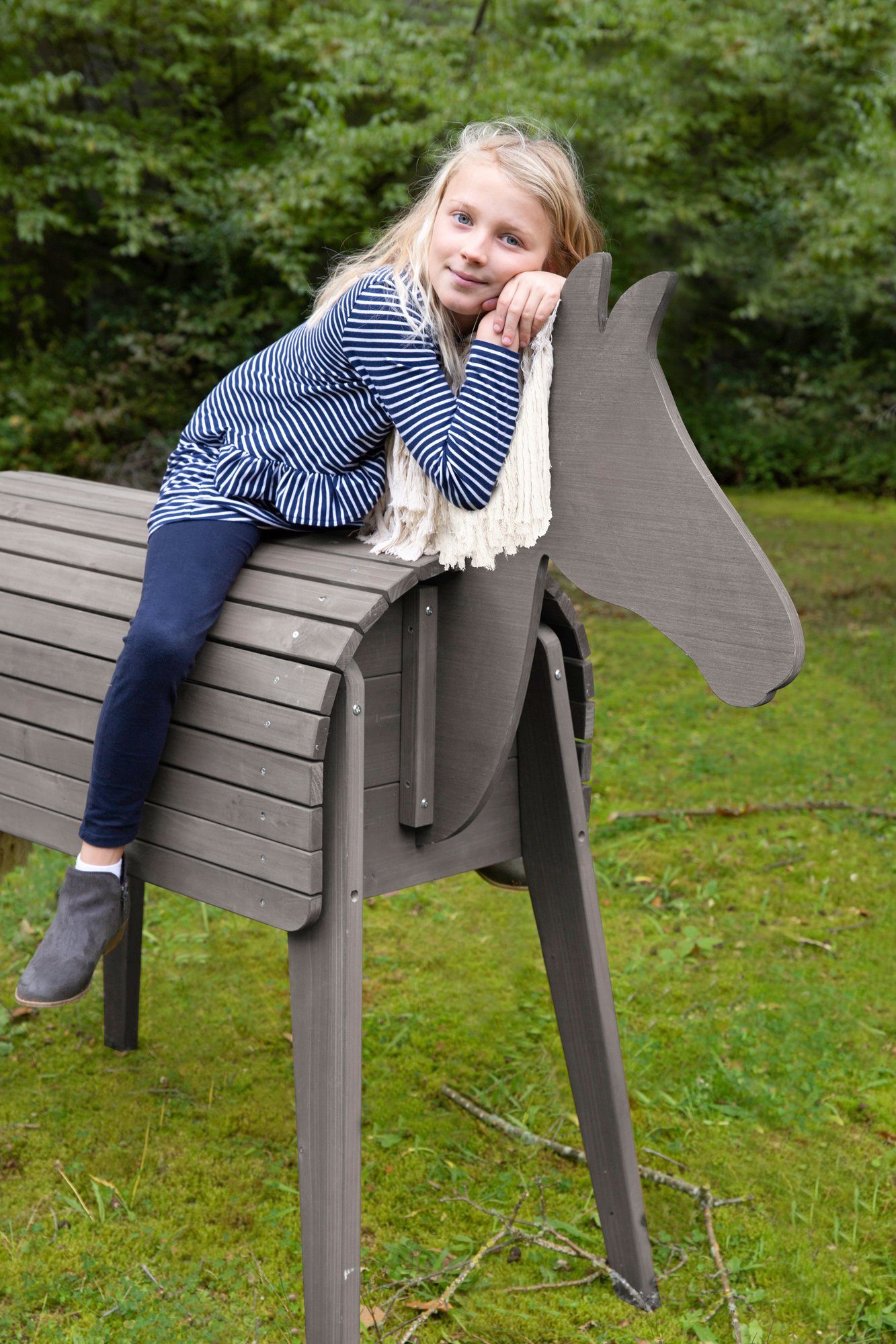 Roba® Houten paard Speelpaard Tuinpaard, HxBxD: 123 x 65 x 153 cm, zithoogte: 89 cm