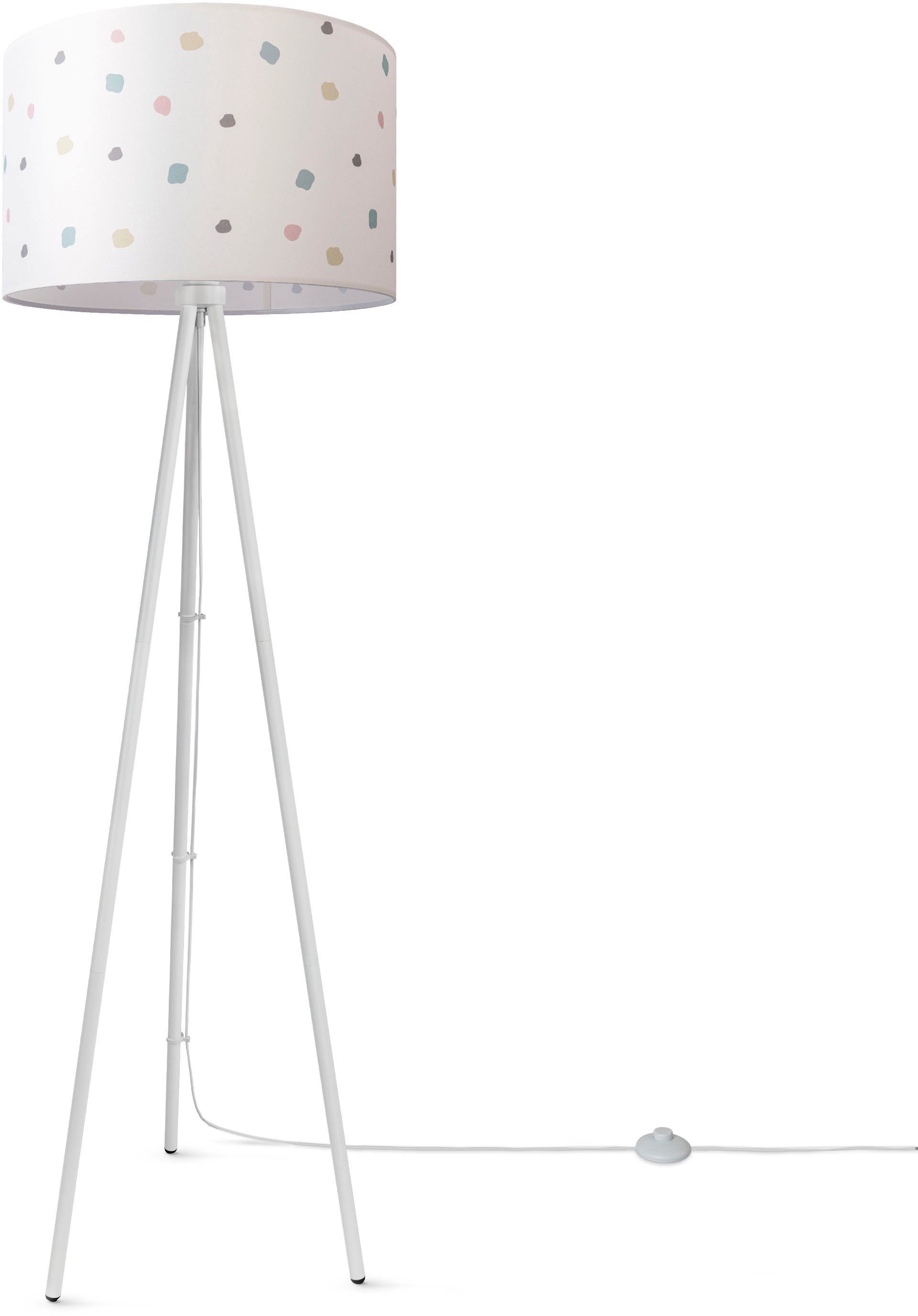 Paco Home Staande lamp Trina Dots Driepotige lampenkap rond stof vloerlamp kleurrijke stippen met st