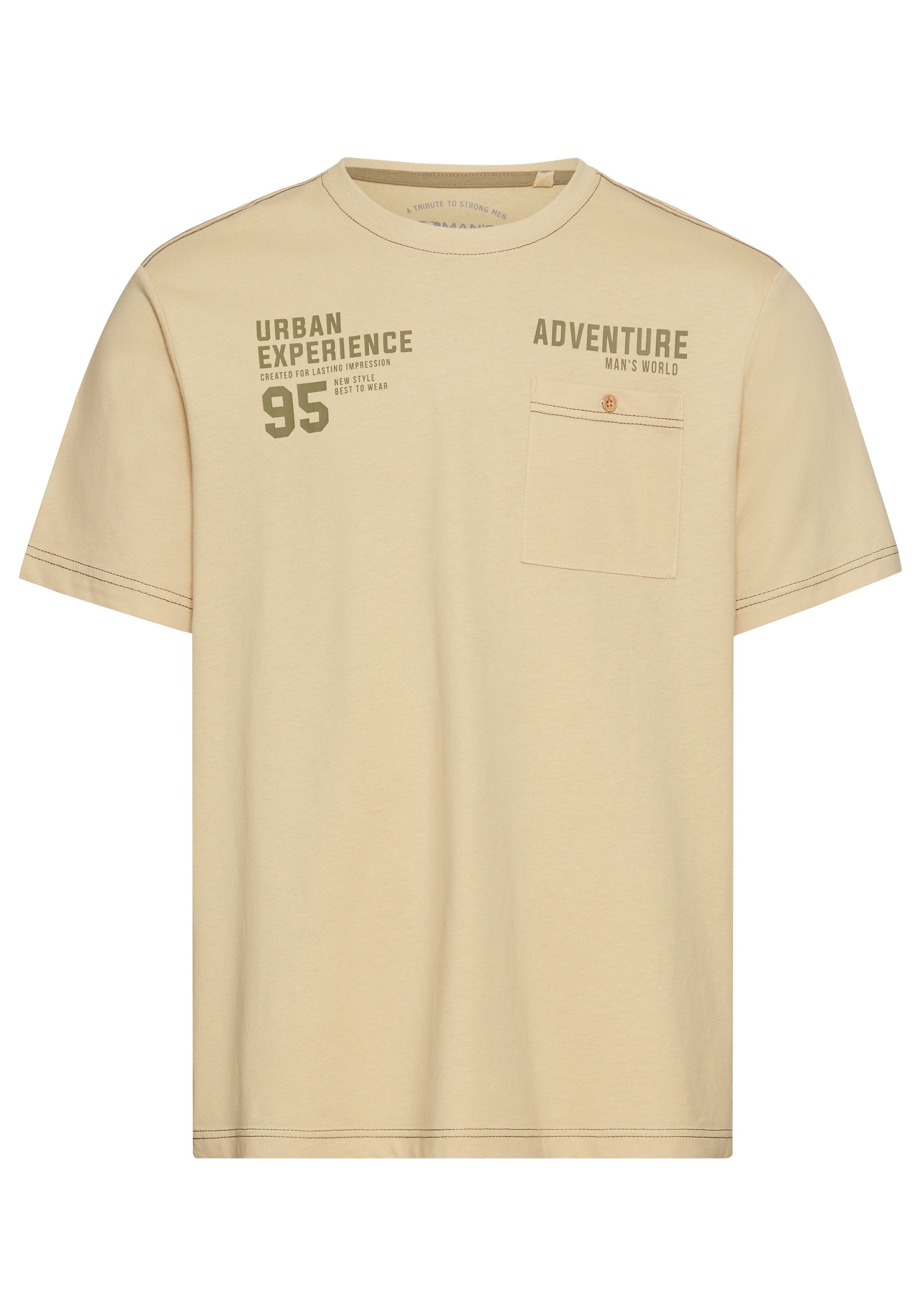 Man's World T-shirt met contraststiksels en functionele borstzak