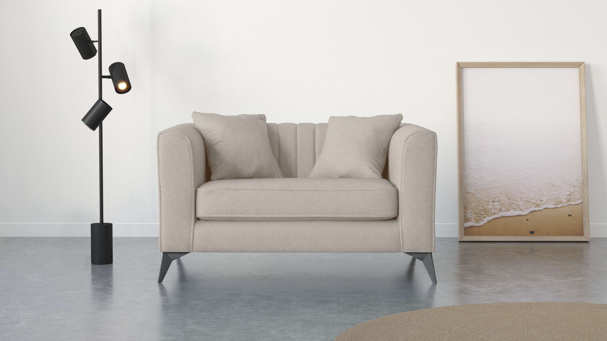 Places of Style Loveseat MATTHEW BxDxH: 130x86x74 cm fauteuil incl. sierkussen, fijne stiksels in de...