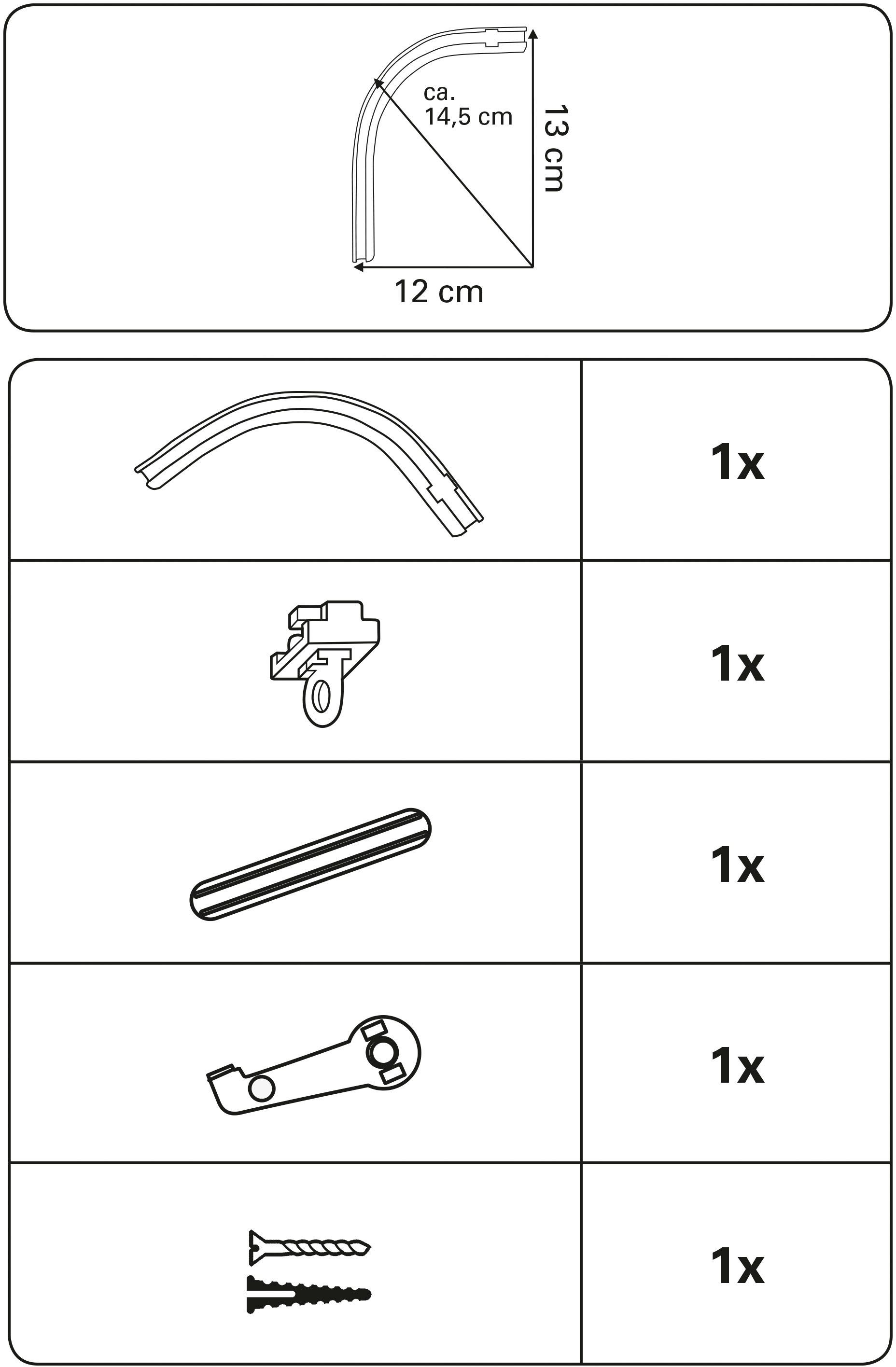 GARDINIA Gordijnrail Gebogen gordijnrail voor aluminiumrail 13 mm (1 stuk)
