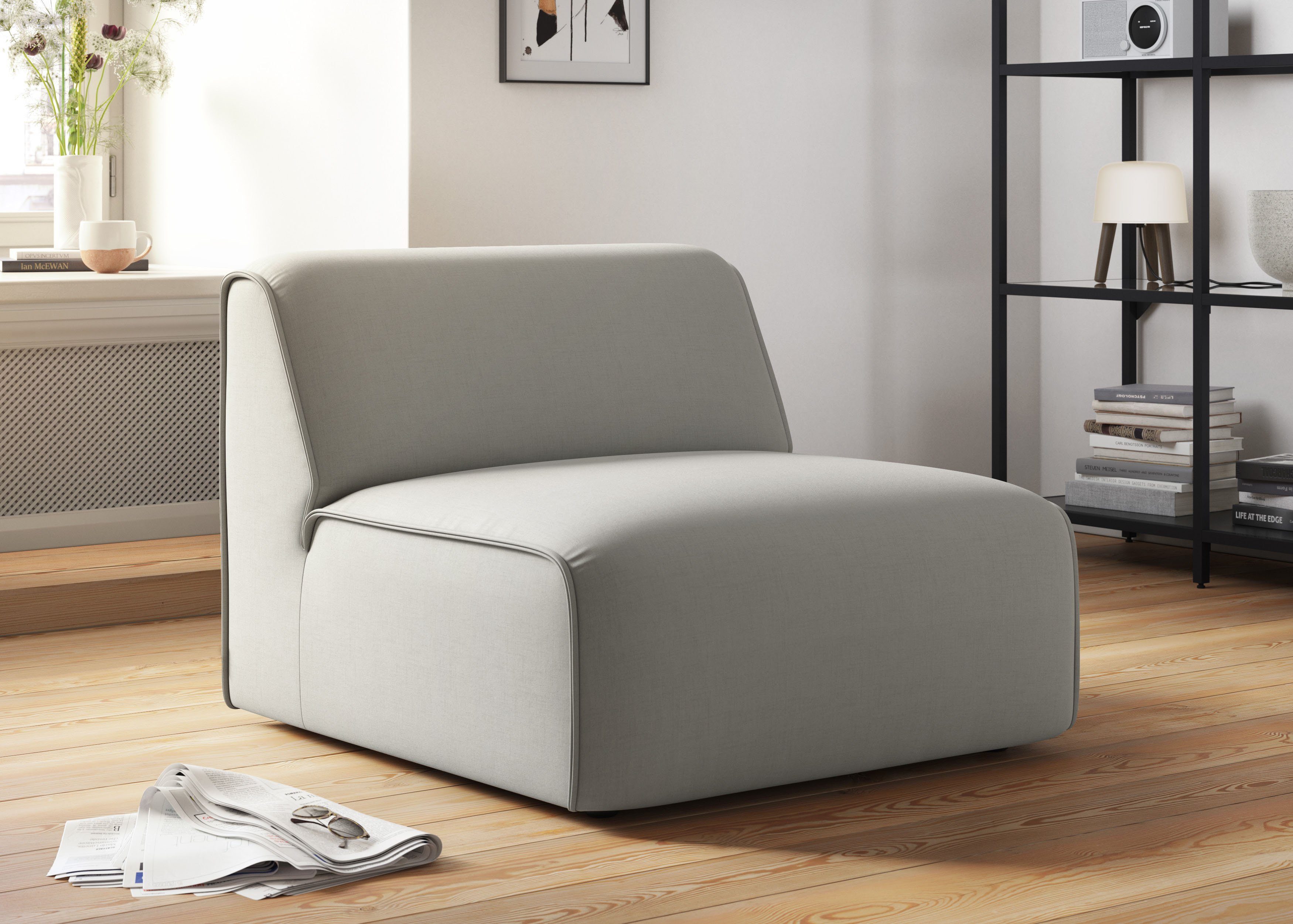 RAUM.ID Fauteuil Merid sofa-middenelement, afmetingen B/D/H: 84/97/46 cm als module of apart te gebruiken, voor individuele samenstelling
